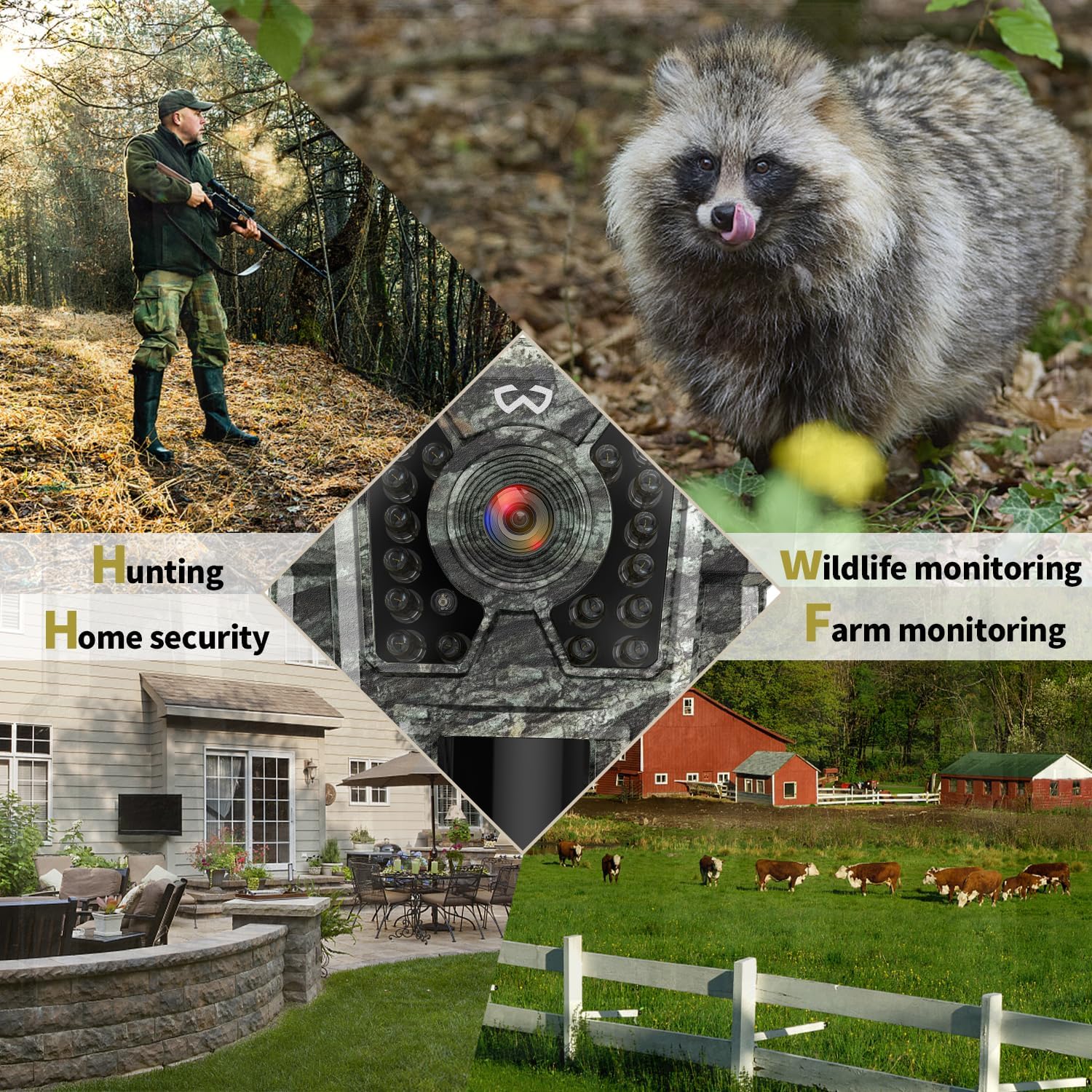 WOSODA Mini Trail Camera 4 Pack 30MP 1080P HD, Game Cam with SD Card