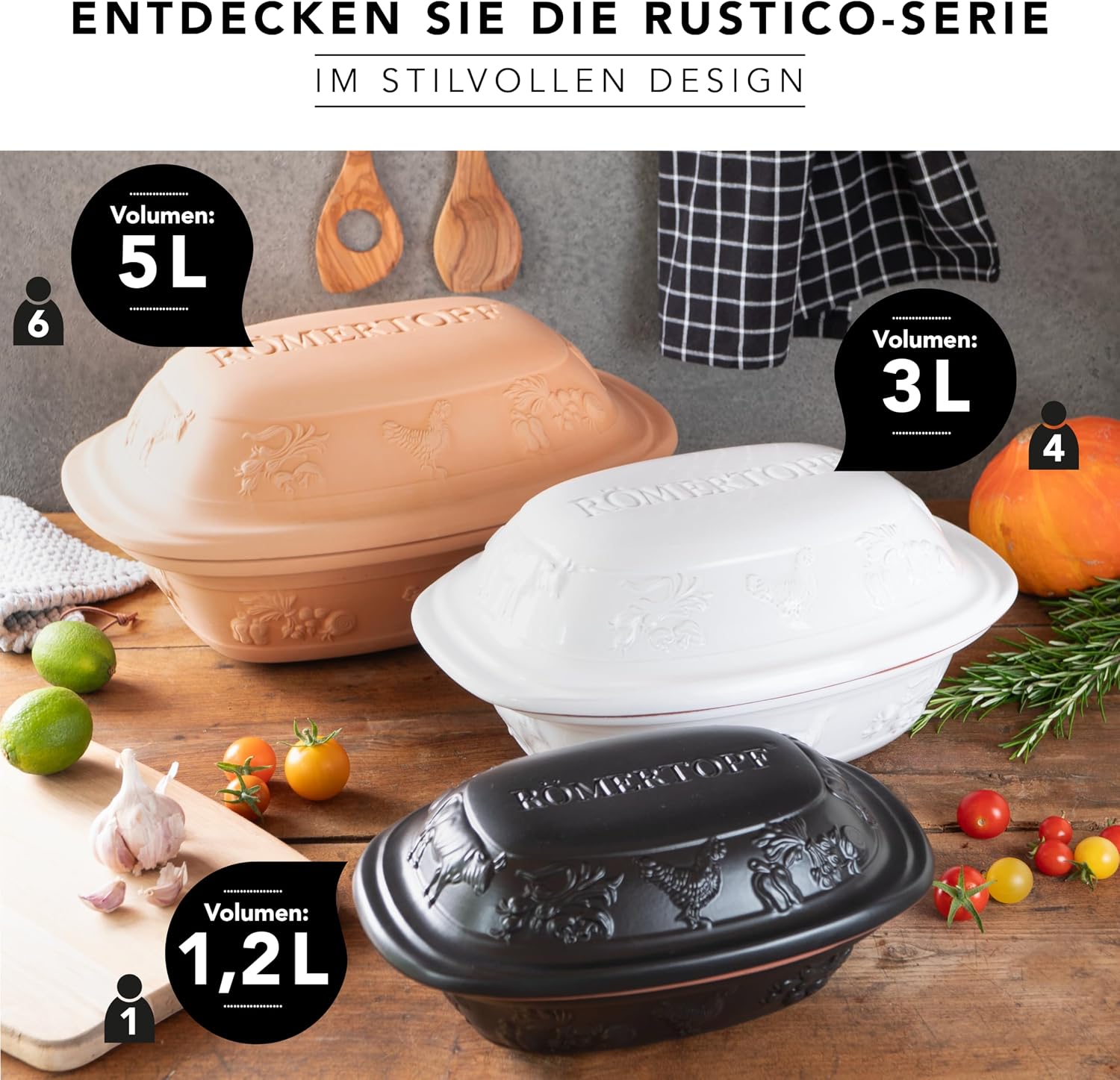 Römertopf Rustico unglazed, Ceramic, Terracotta, 3 litres