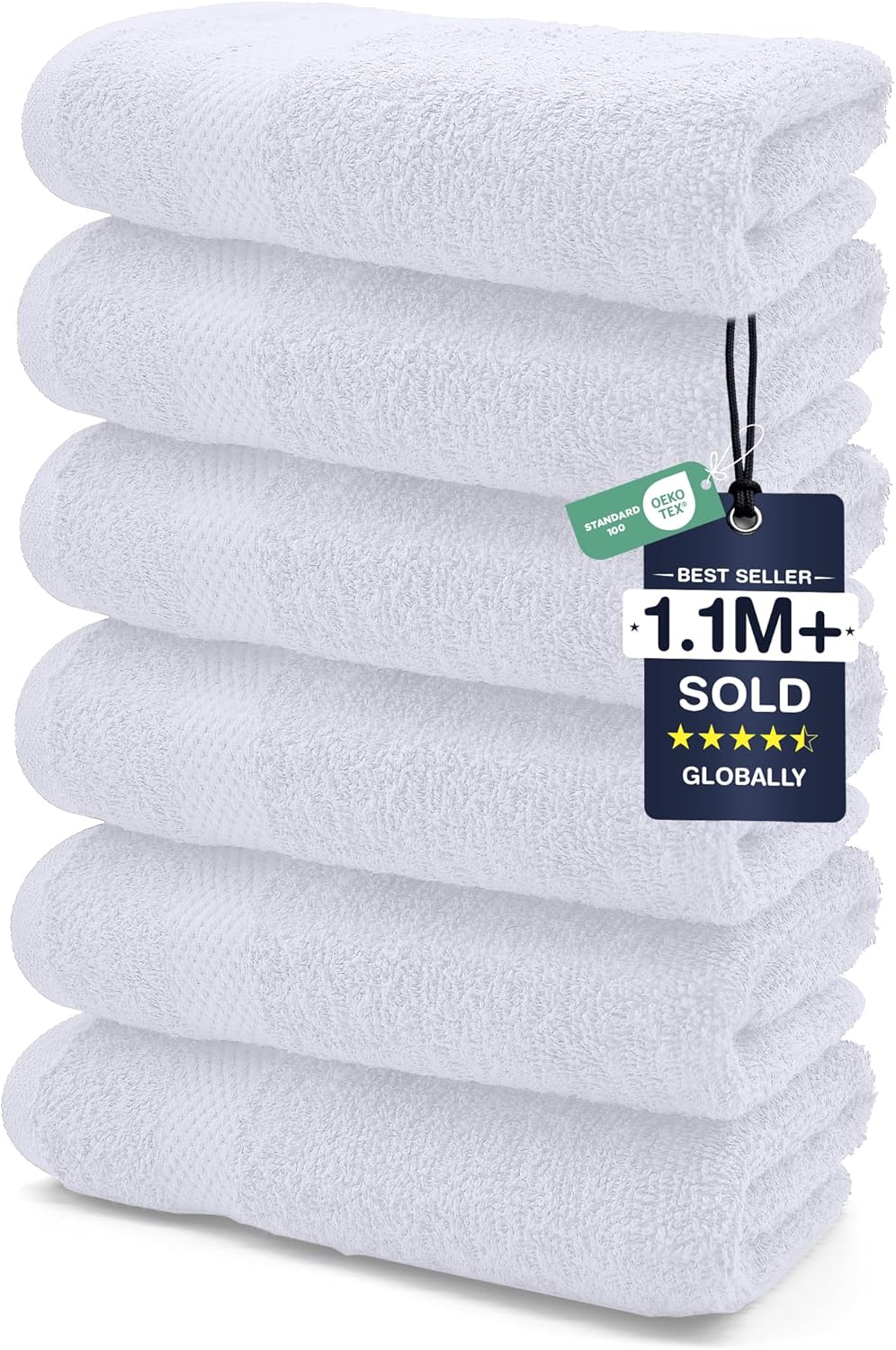 DAN RIVER 24 Pack Cotton Wash Cloths Set for Showering [12x12] White