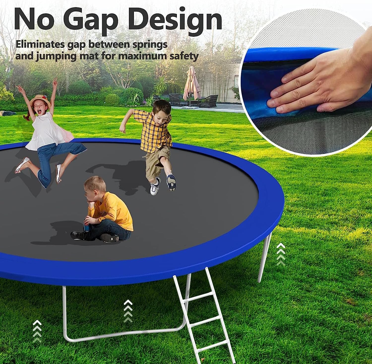 10 12 14 16FT Trampoline Outdoor, Light/Sprinkler/Basketball Hoop | Large Recreational Trampoline for Kids and Adults, Heavy Duty Yard Trampolines with Enclosure Net, ASTM Approval