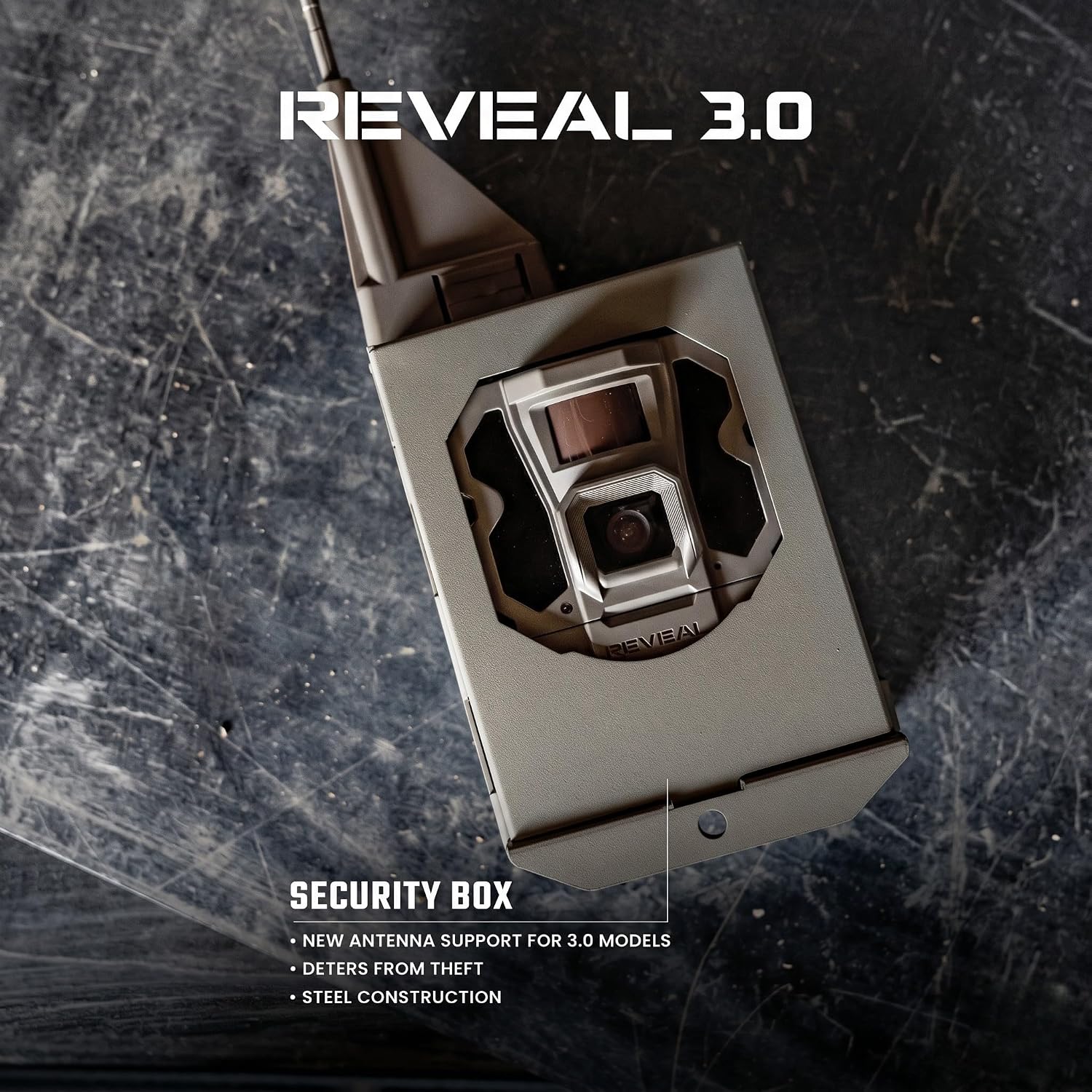 TACTACAM Reveal Security Box, Steel Trail Camera Lock Box | Rust-resistant coating, deters theft & animal damage, padlock compatible, fits X, X2.0