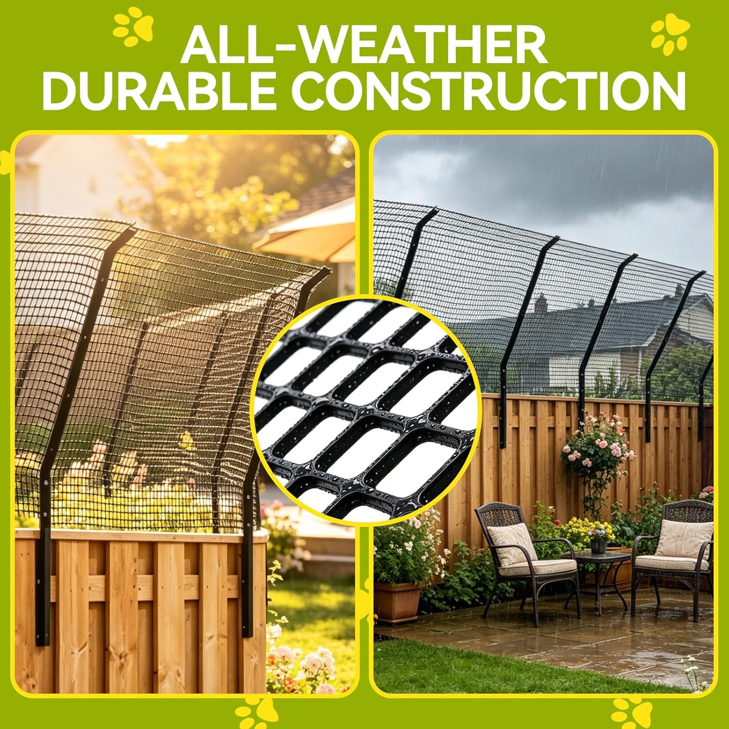 Cat Fence Outdoor Barrier 33FT, Cat-Proof Fence Topper System | Anti-Climb Fence Extender for Existing Fence, Cat Proof Netting for Wood, Metal
