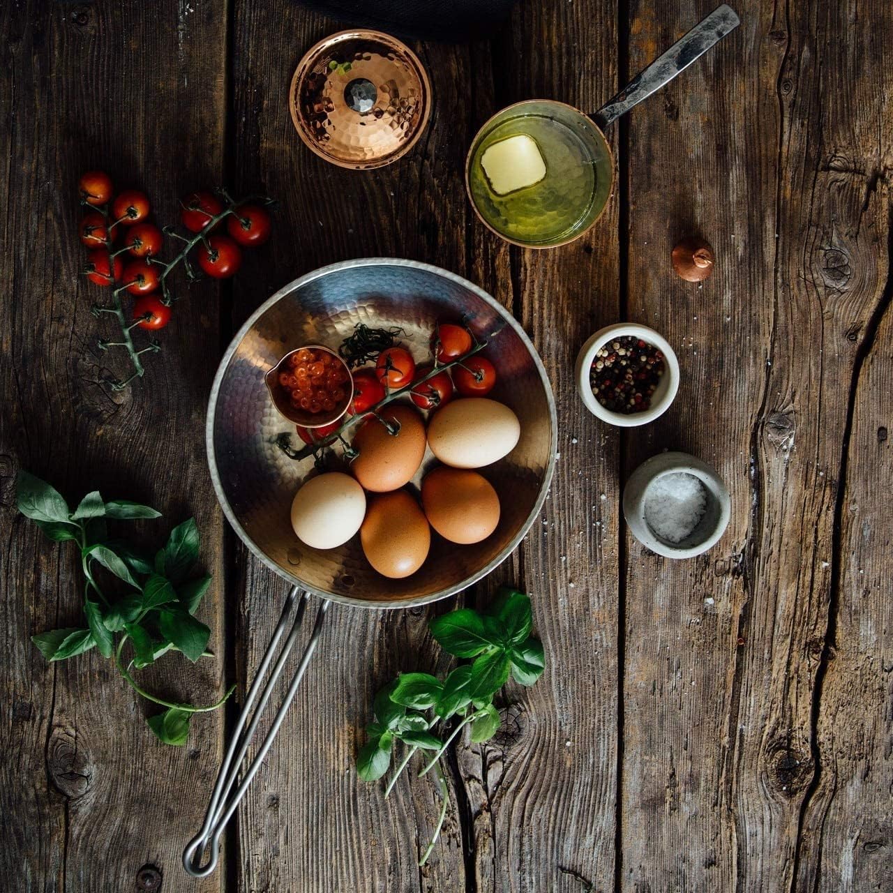 Sertodo Copper Skillet Pan | 8 inch Diameter | Patented Stainless Steel Handle System | Naturally Non-Stick Tin Lining