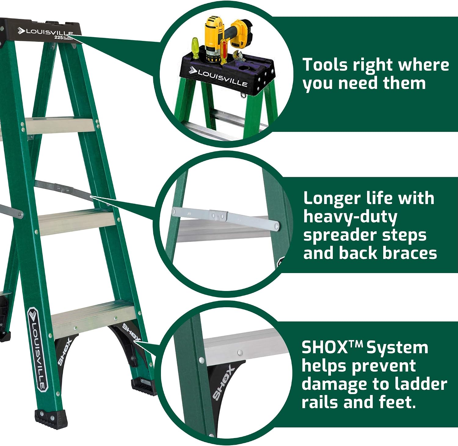 Louisville Ladder 4-Foot Fiberglass Step Ladder, 225-Pound Load Capacity, Type II, FS4004