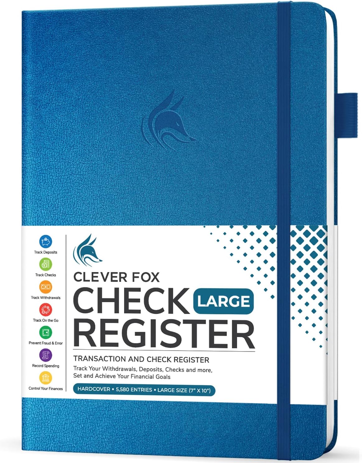 Clever Fox Check Register Book, Checkbook Ledger, 5.8x8.3 Purple