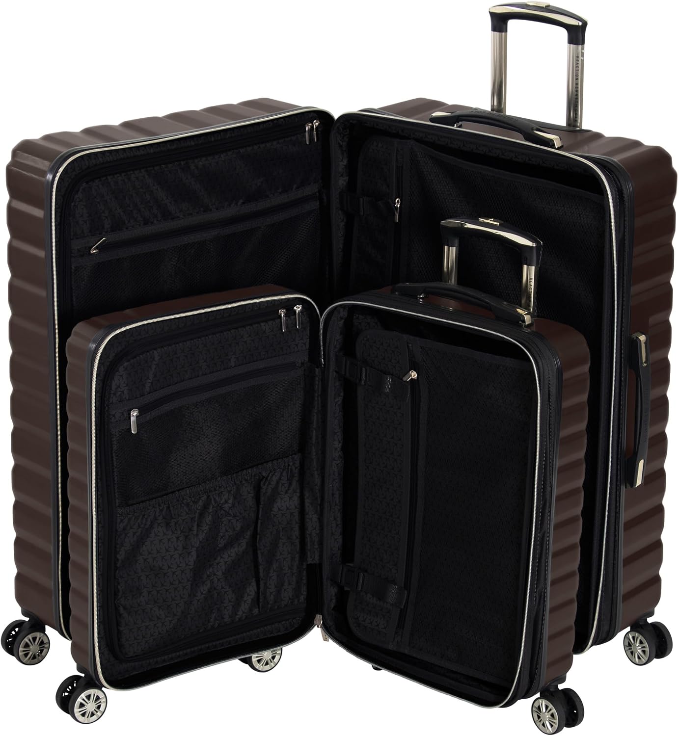 Kenneth Cole REACTION Madison Square Lightweight Hardside Chevron Expandable Spinner Luggage, Black, (28-Inch Checked)