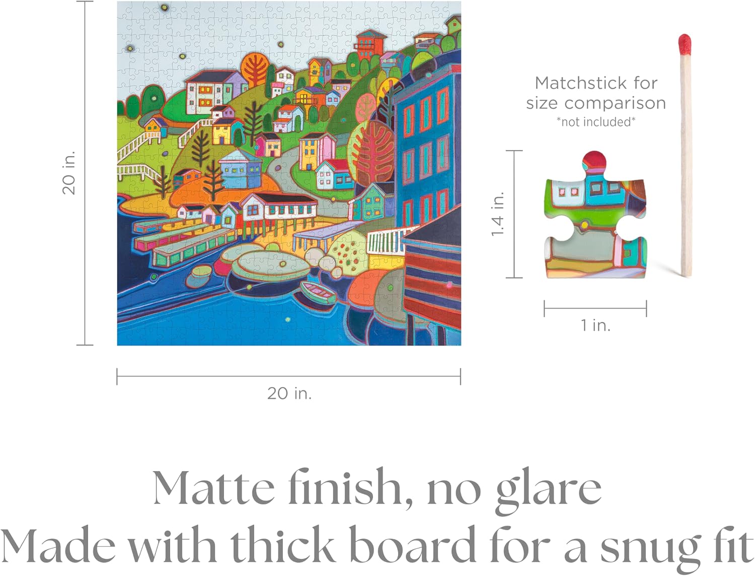 Pomegranate 500-Piece Puzzle for Adults, Colorblocked Hillside Landscape | Matte finish, snug fit, 20x20" jigsaw puzzle, square jigsaw, Canadian art