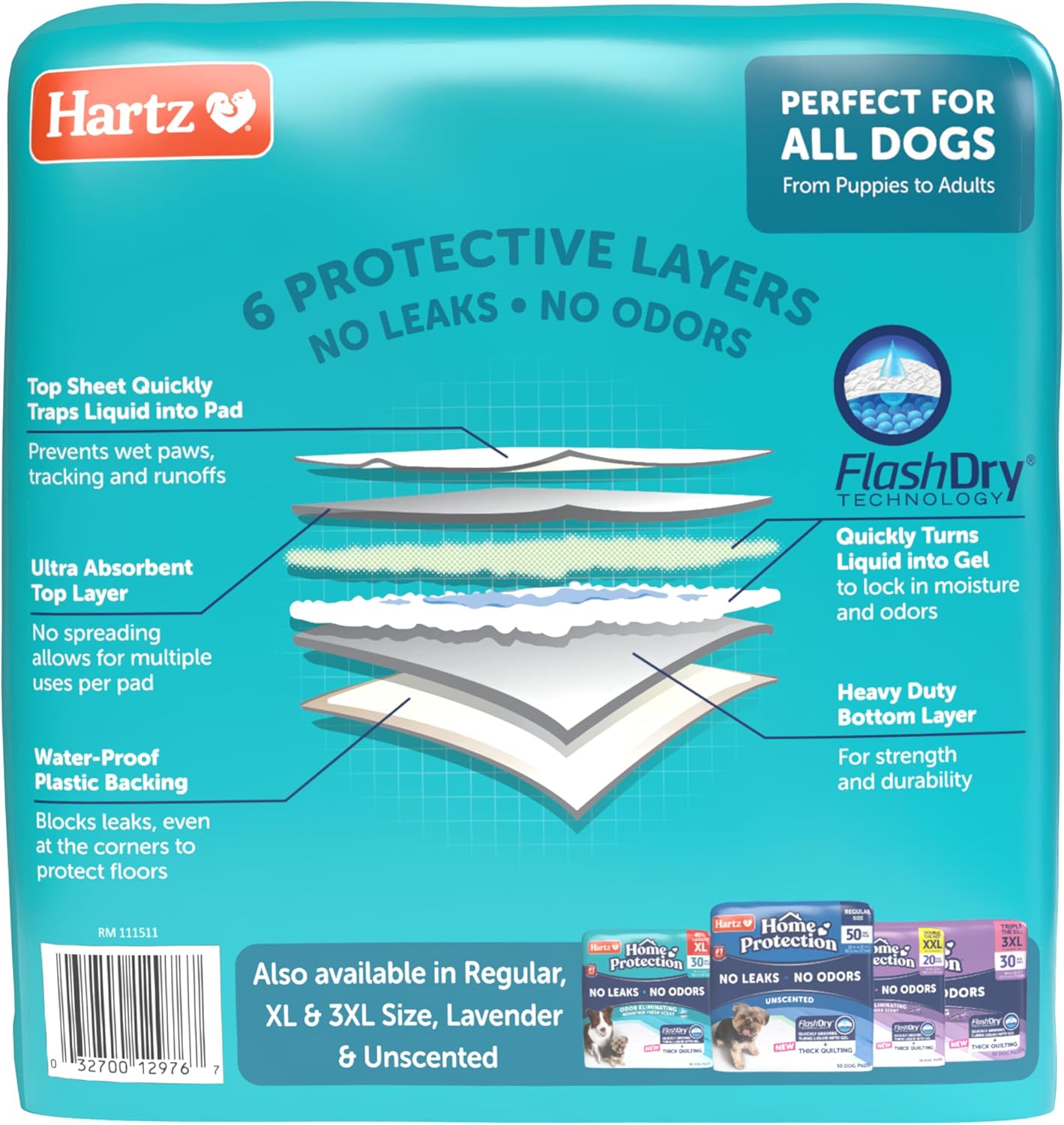 Hartz Home Protection Super Absorbent Odor Eliminating Lavender Scented No Leak Dog Pads, XXL 20 count