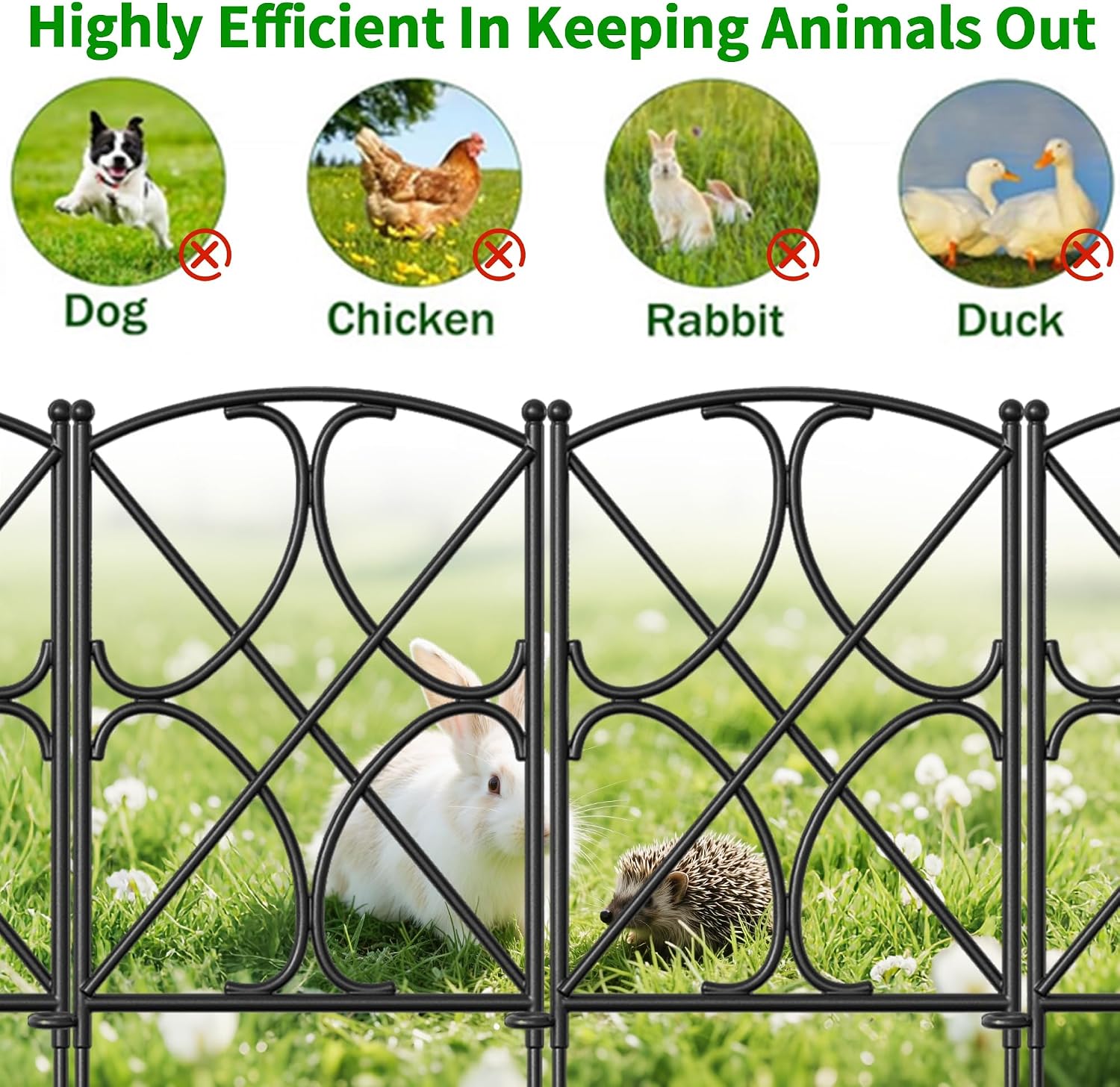 AMAGABELI 10 Panels 17in(H)×10ft(L) Decorative Garden Fences and Borders for Dogs No Dig Rustproof Metal Fence Panels Garden Edging Border Animal Barrier Fencing for Flower Beds Yard Patio Decor Black