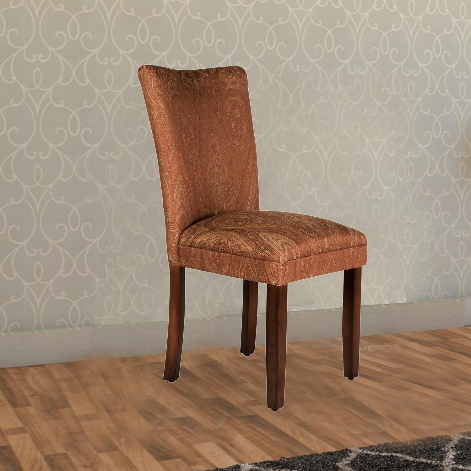 HomePop Parsons Dining Chair - Red & Gold Damask (Single Pack)