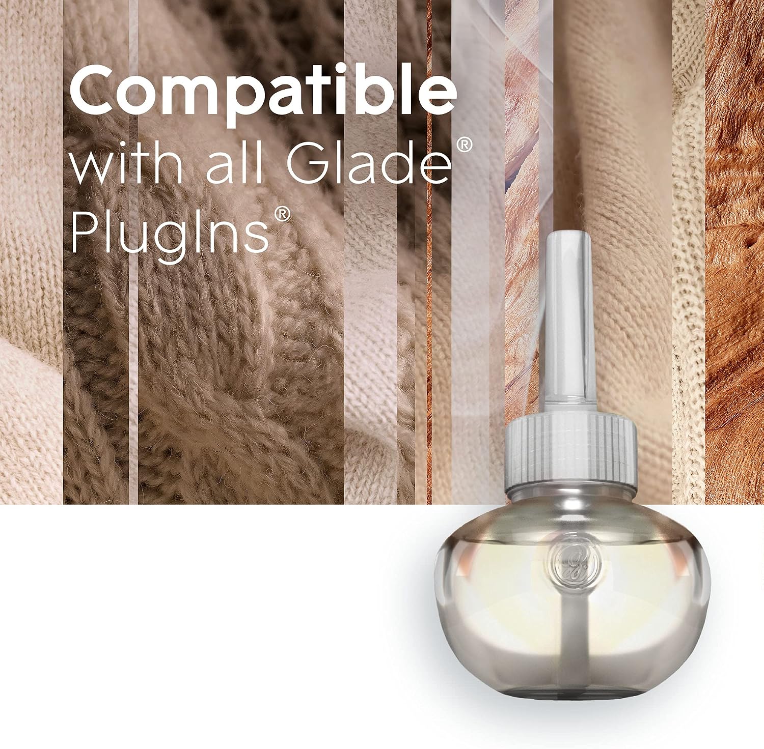 Glade PlugIns Refills Air Freshener, Scented and Essential Oils for Home and Bathroom, Cashmere Woods, 2.01 Fl Oz, 3 Count