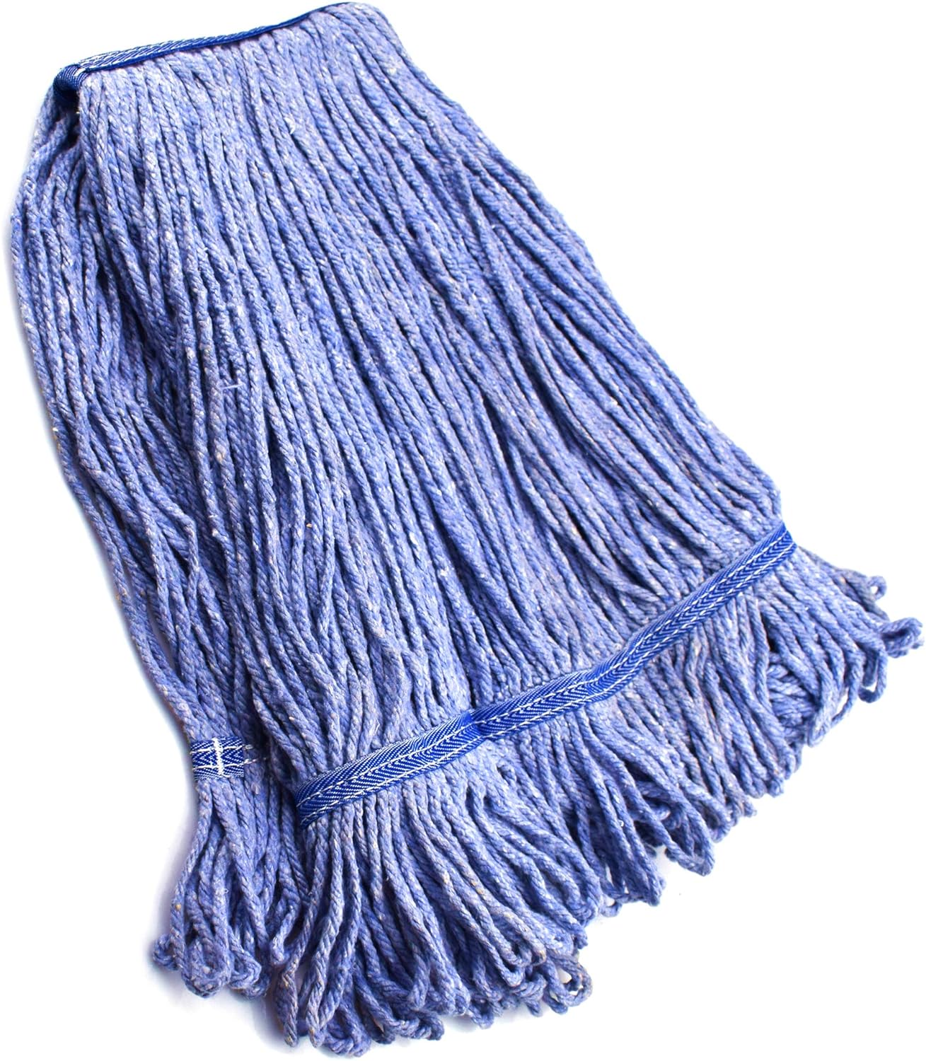 String Mop Heads Replacement Heavy Duty Commercial Grade Blue Cotton Looped End Wet Industrial Cleaning Mop Head Refills (4, Medium)