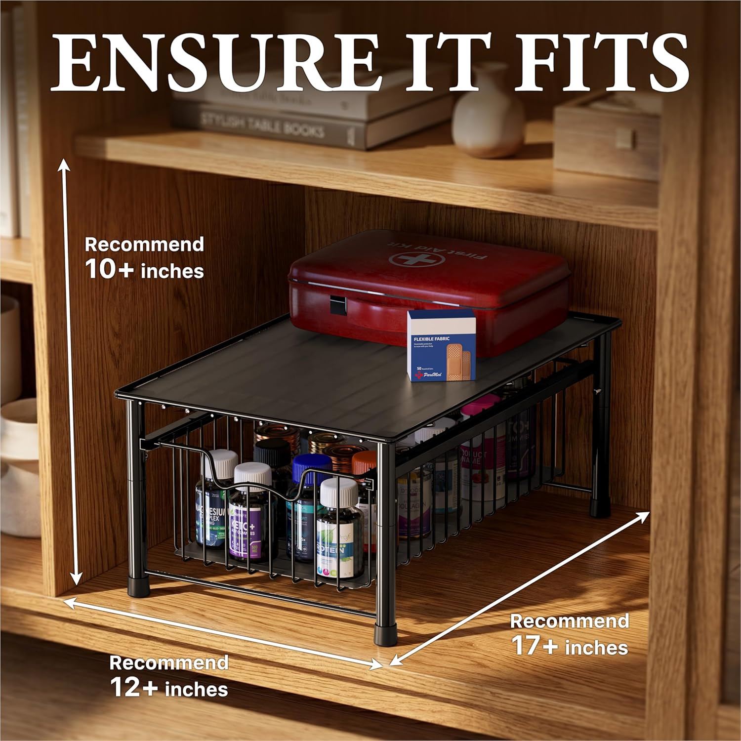 Simple Houseware Stackable 3 Tier Sliding Basket Organizer Drawer, Chrome