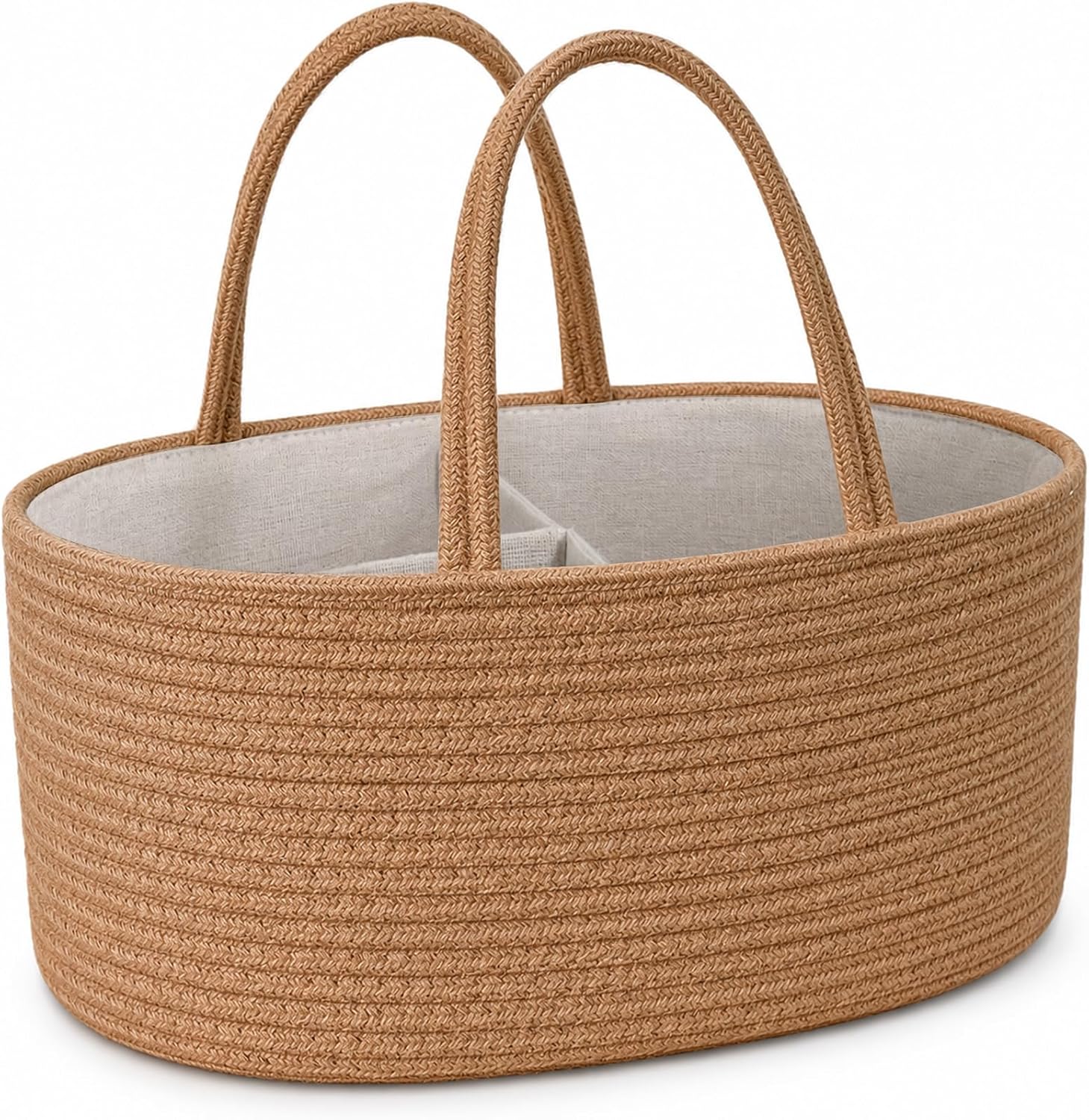 ABenkle Diaper Caddy Organizer - Cotton Rope Nursery Storage Basket for Baby Essentials, Boys & Girls Shower Gift, Changing Table Organizer