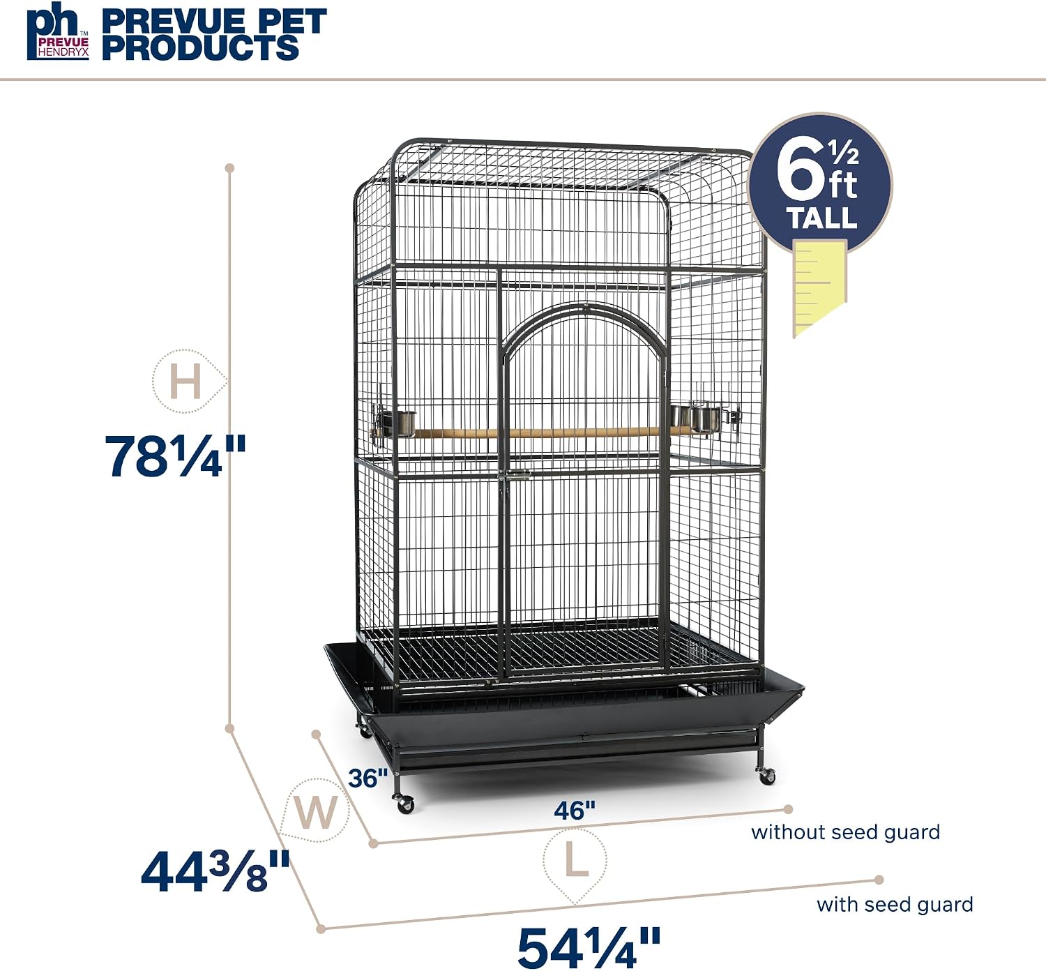 Prevue Pet Products Empire Bird Cage, X-Large, Black Hammertone,46" L x 36" W x 78 1/4" H