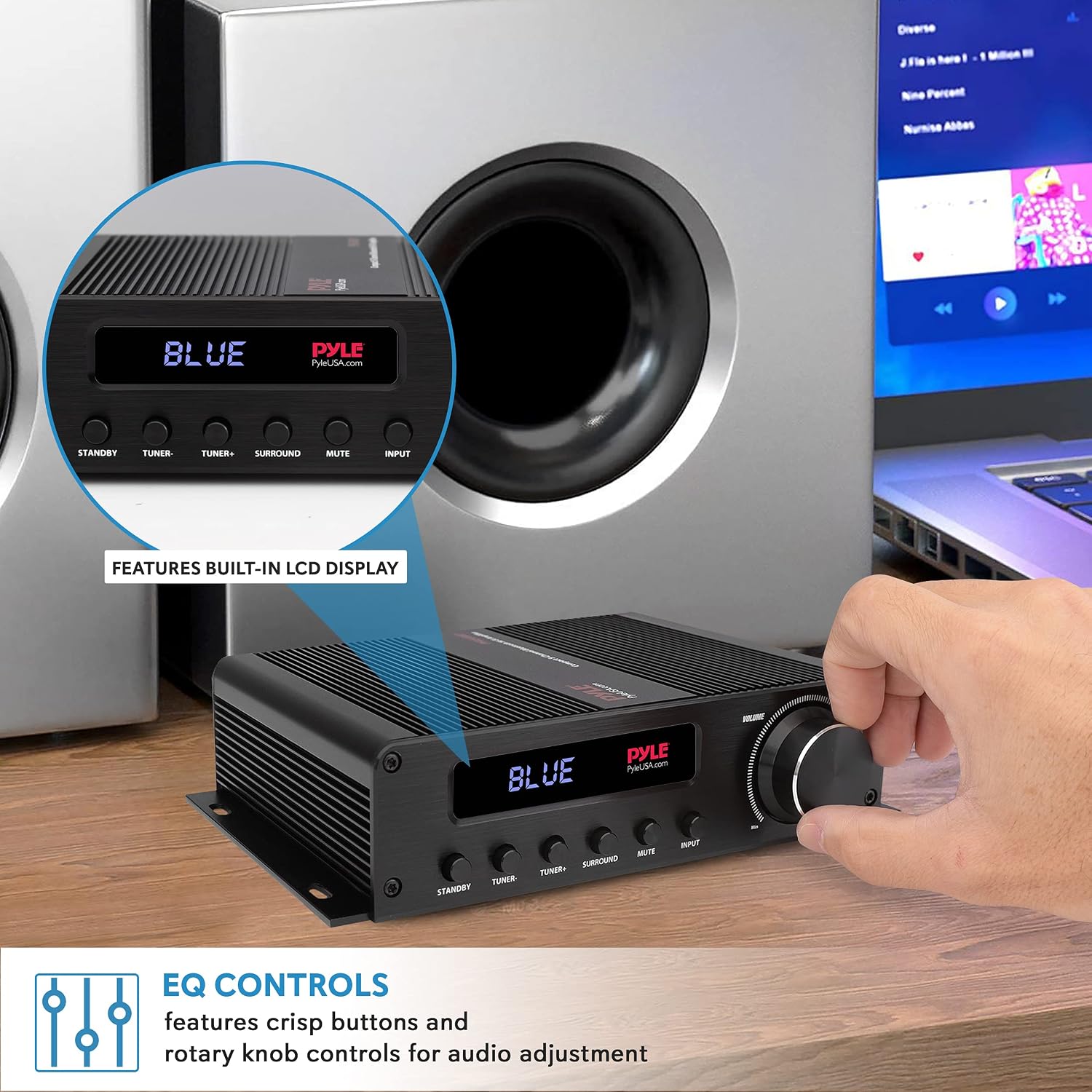 Pyle Wireless Bluetooth Home Audio Amplifier - 100W 5 Channel Home Theater Power Stereo Receiver, Surround Sound w/ HDMI, AUX, FM Antenna