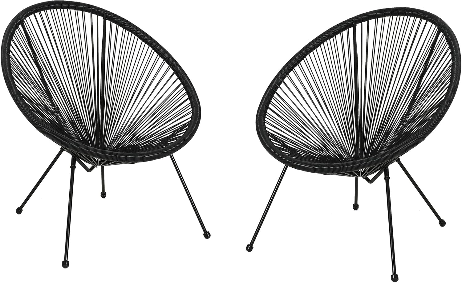 GDFStudio Noble House Anson Outdoor Hammock Weave Chair in Teal and Black (Set of 2)