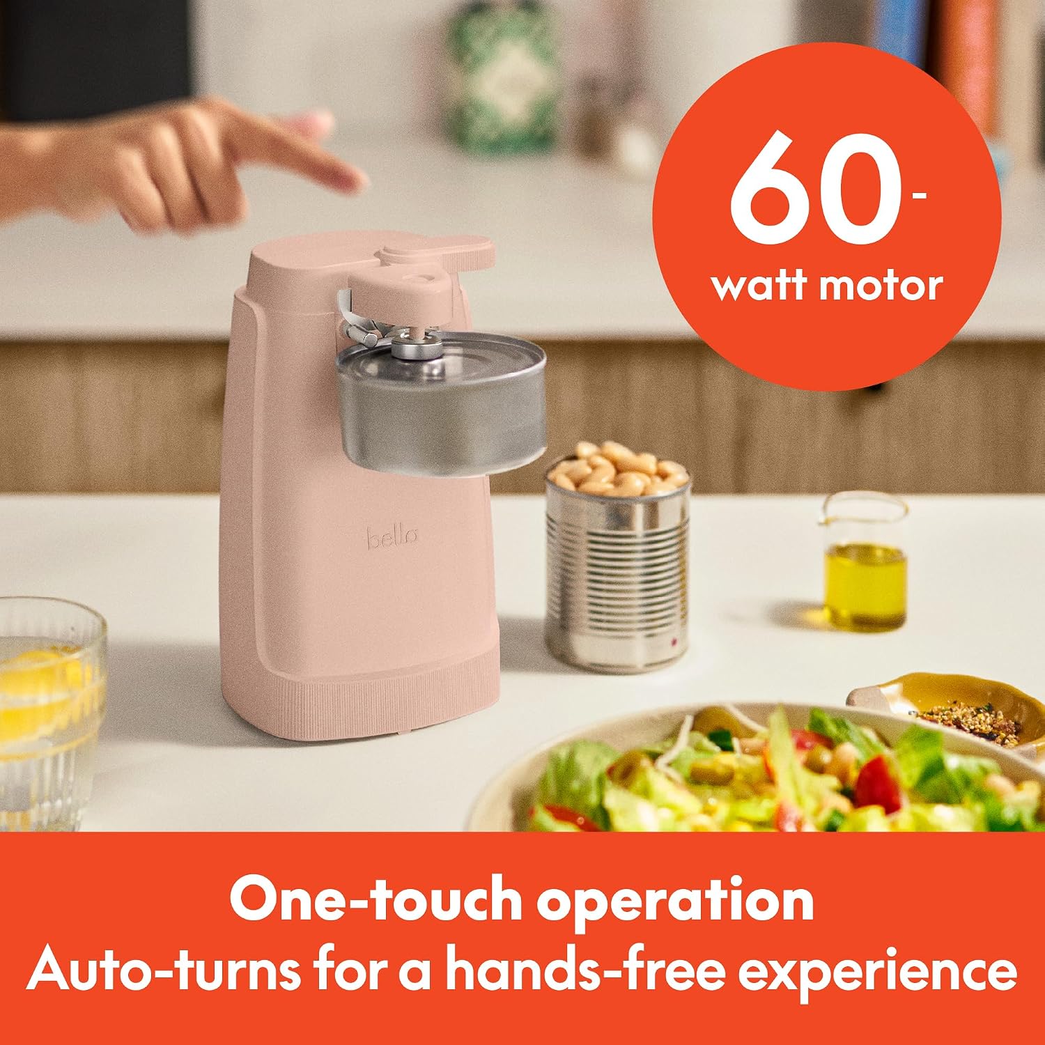 bella Electric Can Opener and Knife Sharpener, Black