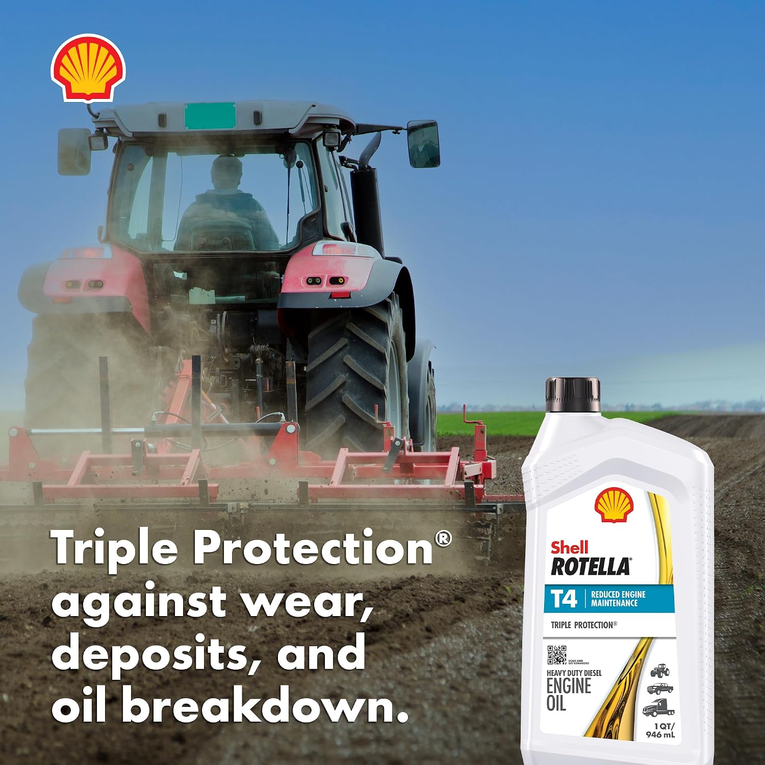Shell Rotella T4 Triple Protection 15W-40 Diesel Engine Oil, 1 Gallon (3 Pack)