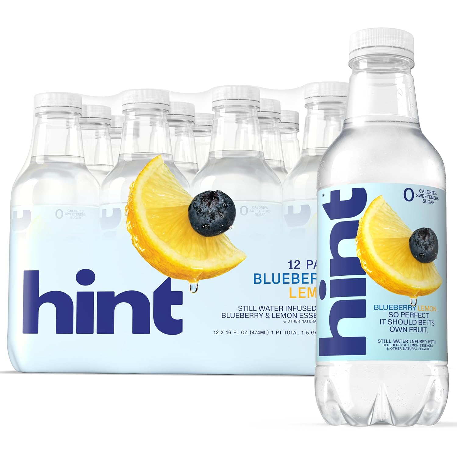Hint Flavored Water Zero Sugar 0 Calories - Pineapple 16 FL Oz (12 pack) | Crisp, refreshing water, fruit flavors. 0 calories, 0 sugar, 0 sweeteners. Hydration for wellness. Gluten-free, Kosher, Vegan