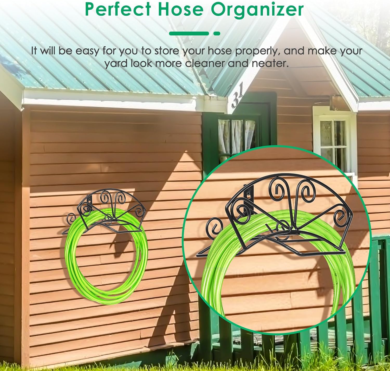 TomCare Garden Hose Holder, Heavy Duty 150 ft Capacity Hose Hanger