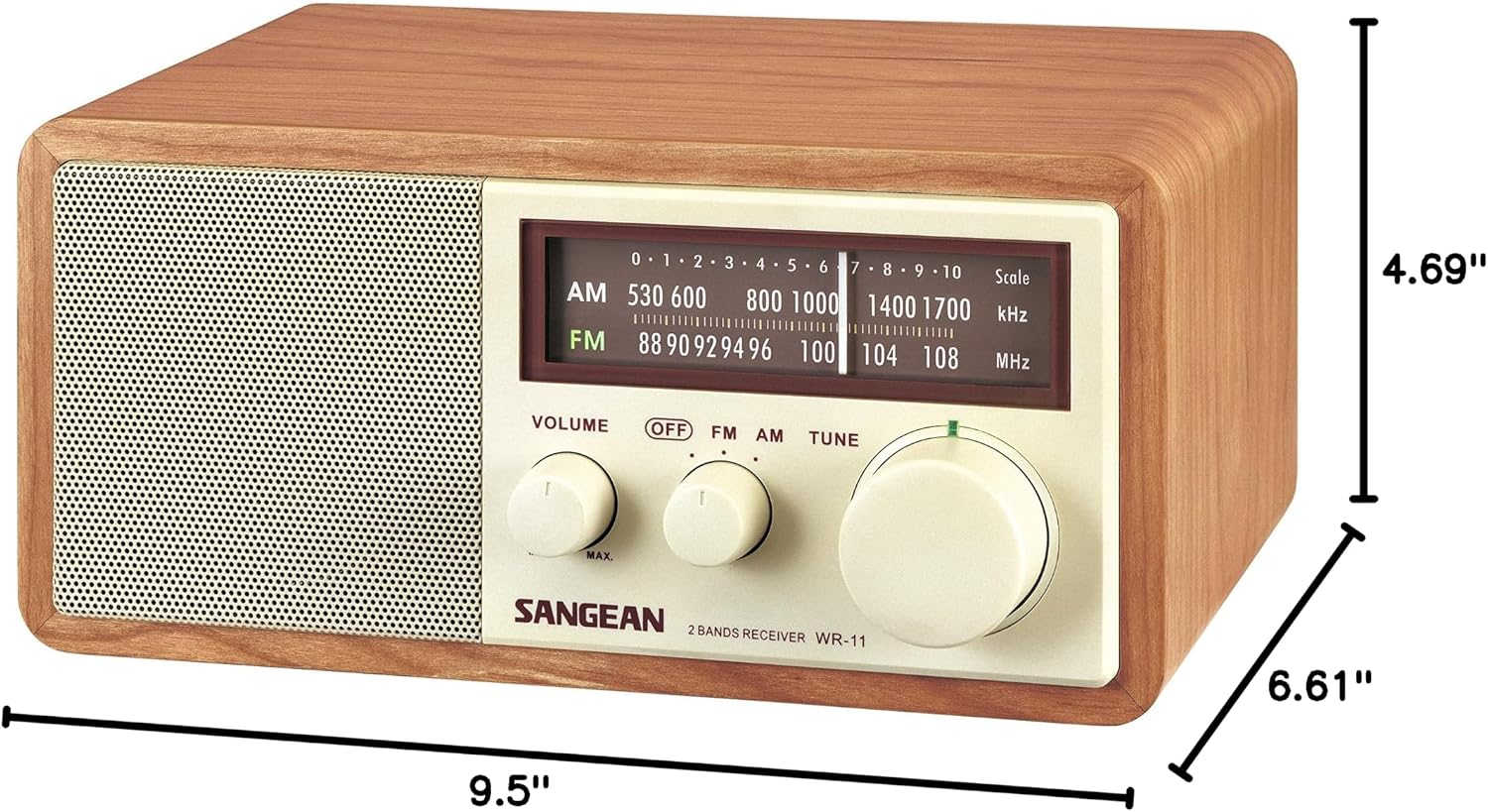 Sangean WR-11 Wood Cabinet AM/FM Table Top Analog Radio (Renewed)