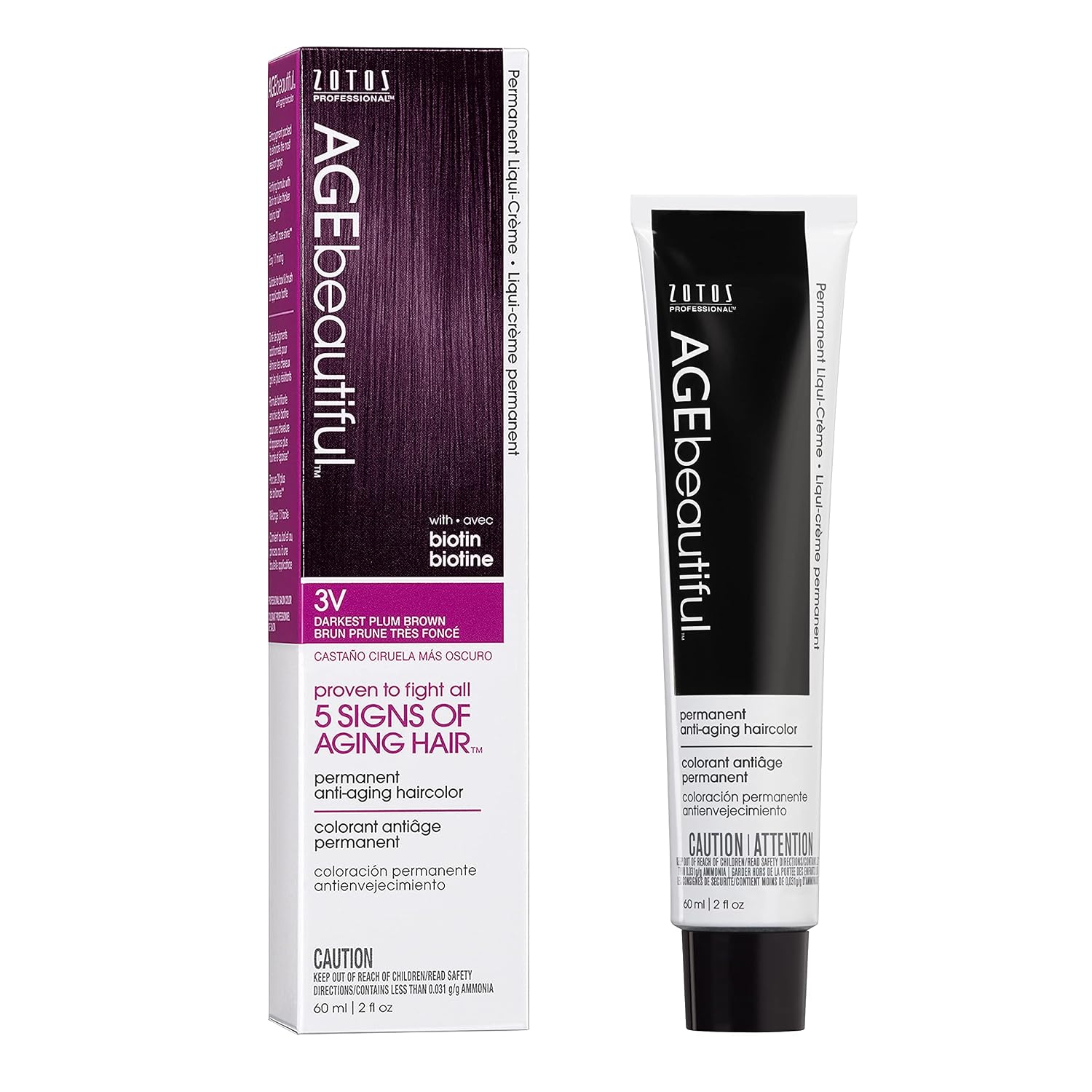 AGE beautiful Permanent Hair Color Cream, 100% Gray Coverage Hair Dye with Biotin Anti-Aging Formula for Fuller, Thicker Hair, Professional Salon Quality