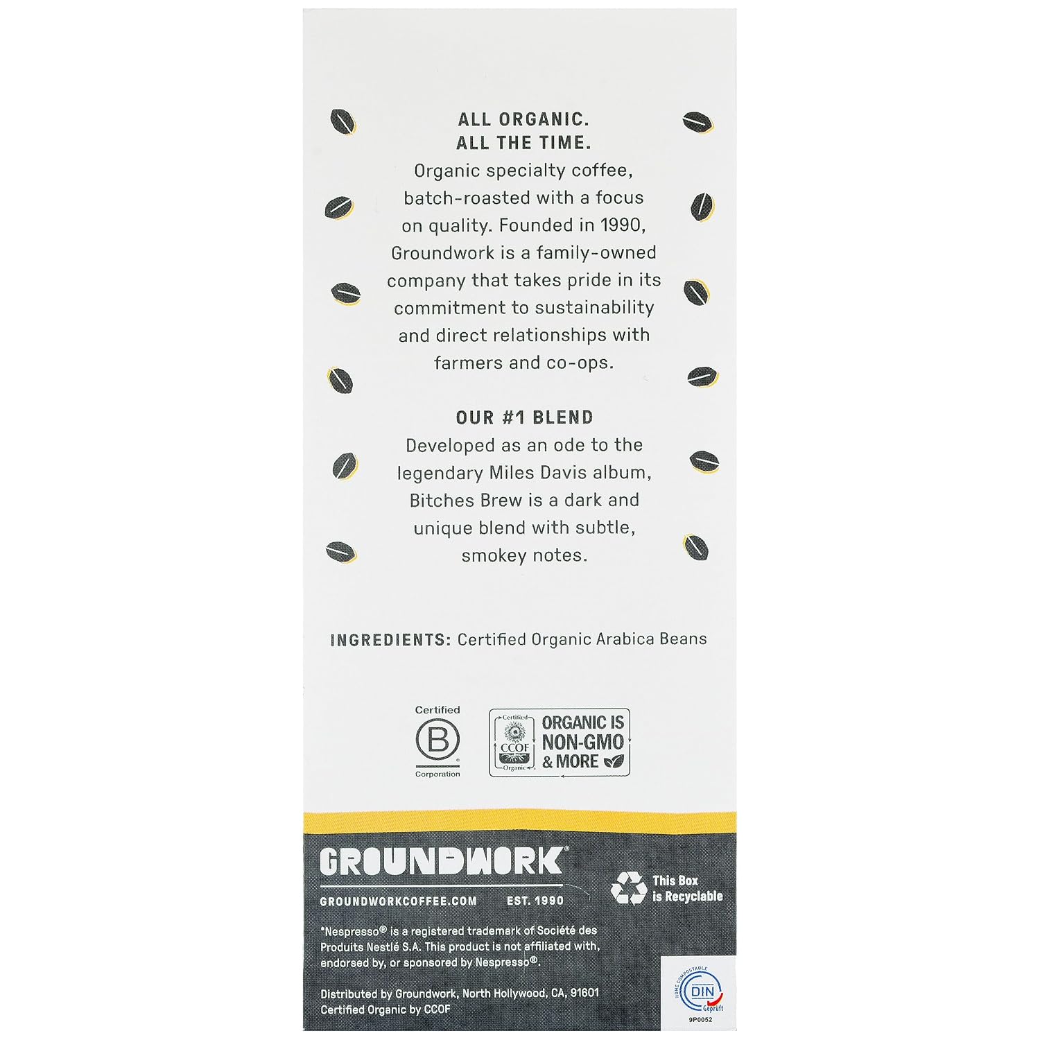 GROUNDWORK B*tches Brew Whole Bean Coffee Dark Roast Blend - USDA Organic Signature Blend Coffee Beans - 12oz Bag (Pack of 1)