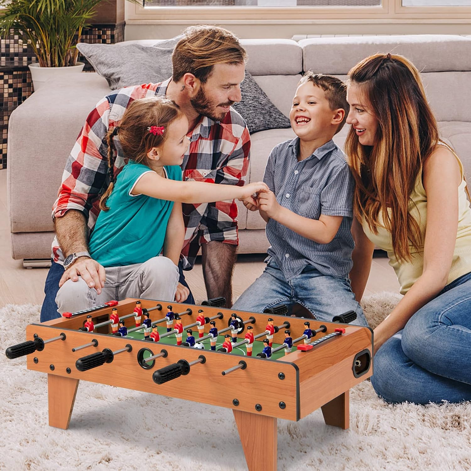 Giantex 27" Foosball Table, Easily Assemble Wooden Soccer Game Table Top w/Footballs, Indoor Table Soccer Set for Arcades, Game Room, Bars, Parties