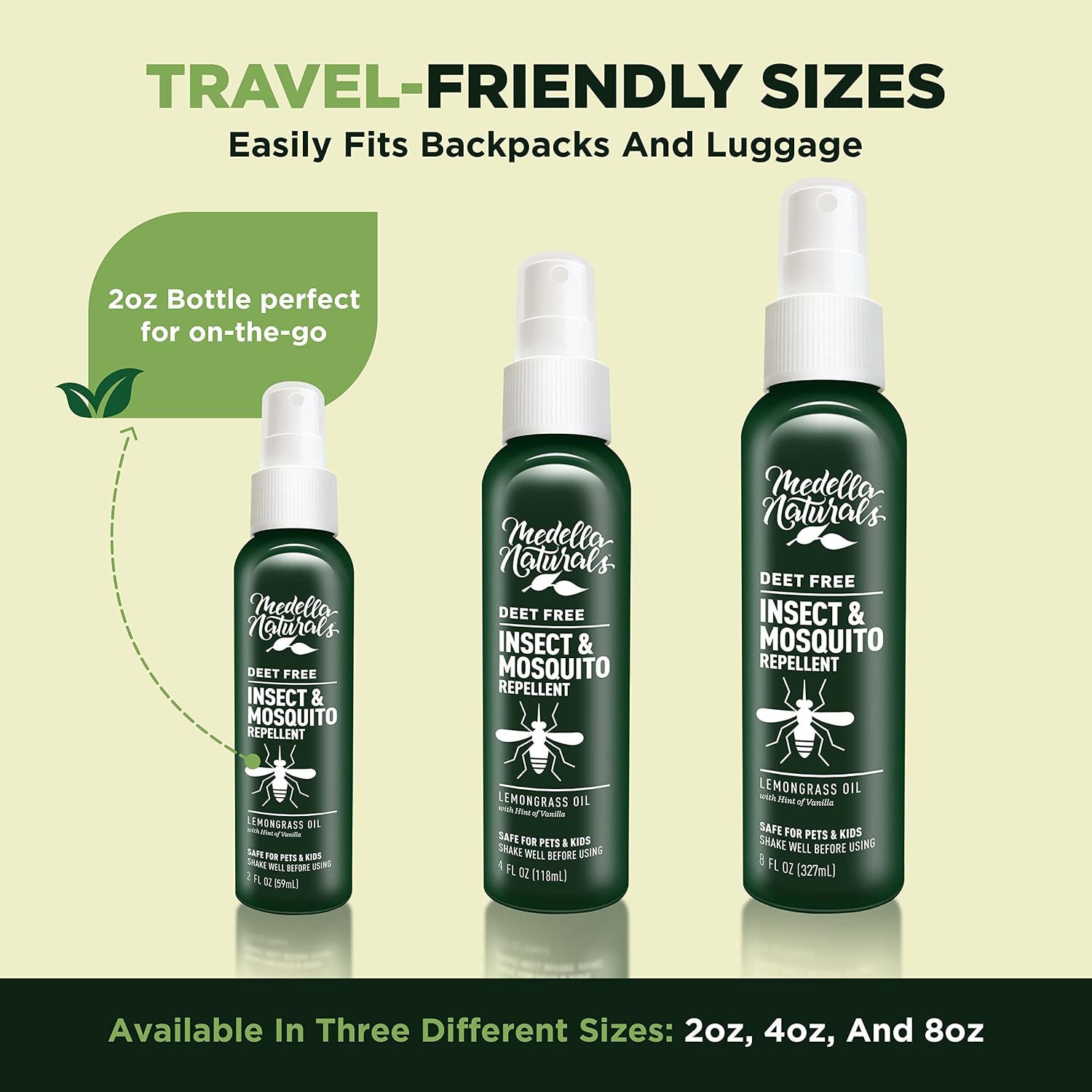 Deet-Free Insect & Mosquito Repellent – Nice Smelling, Pack of 2 (8 oz) | Insect Repellent with Lemongrass Oil Safe for Pets and Kids – Bug Spray for Mosquitoes, Gnats, Black Flies, and No-See-ums