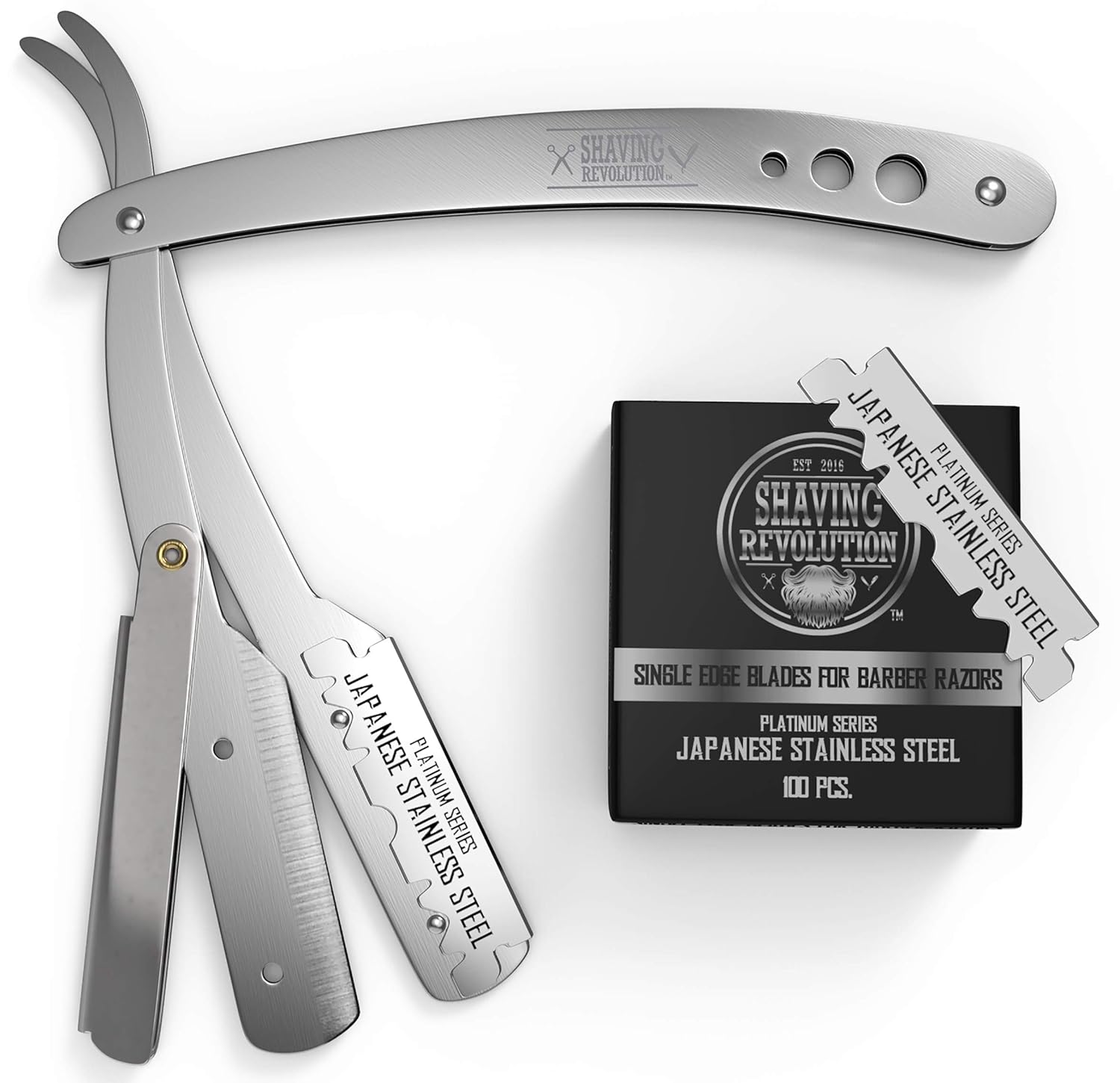 Shaving Revolution Straight Edge Barber Razor - Includes 100 Blades