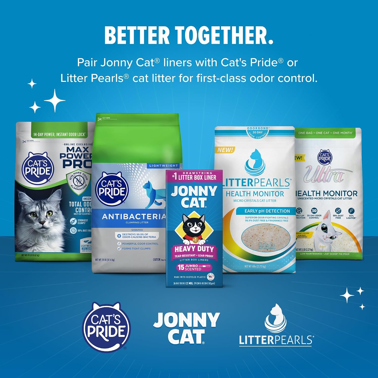 Jonny Cat Heavy Duty Tear-Resistant Litter Box Liners: Scented Jumbo 7ct