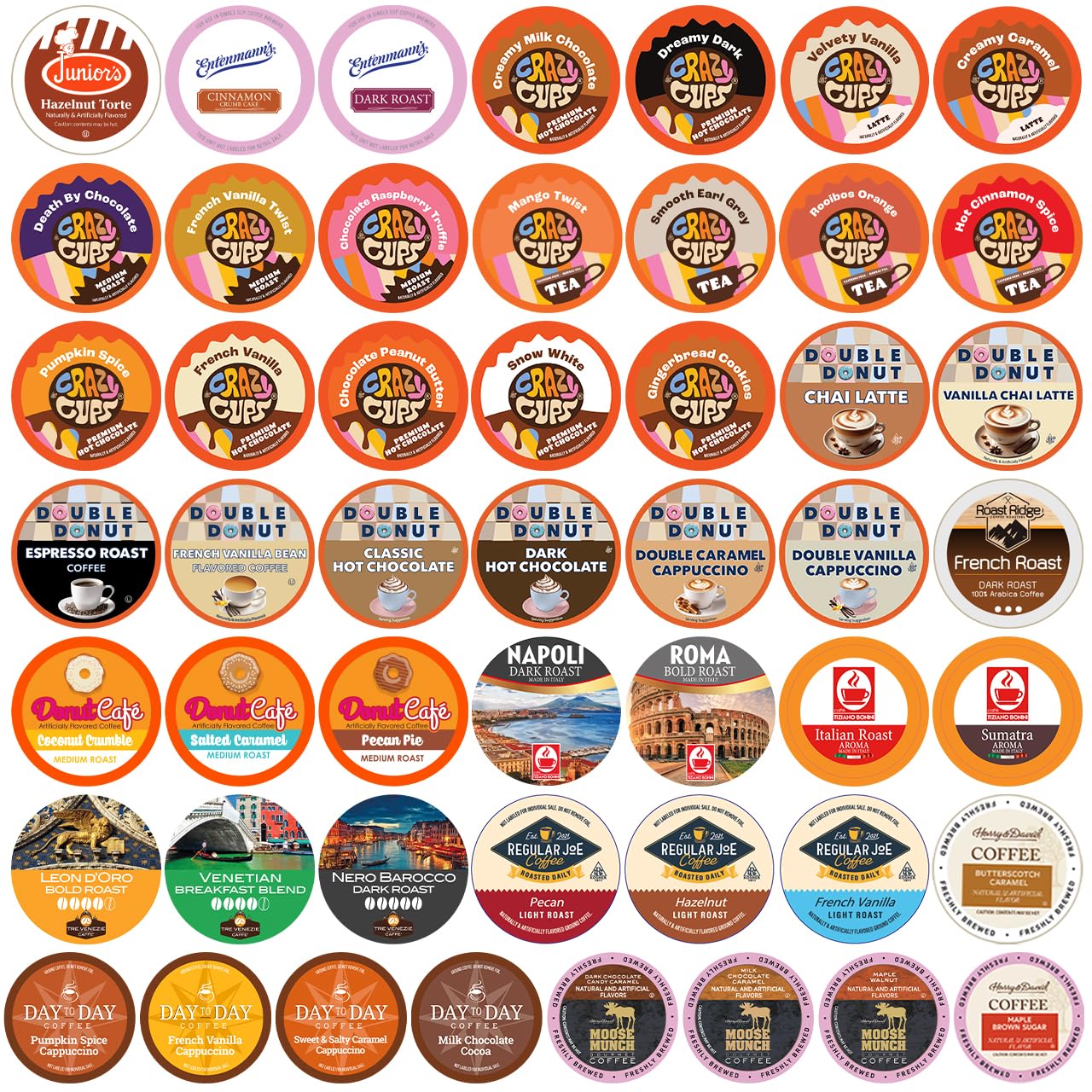 Crazy Cups Seasonal Premium Hot Chocolate Single Serve Cups for Keurig K Cup Brewers Variety Pack Sampler, 40 Count