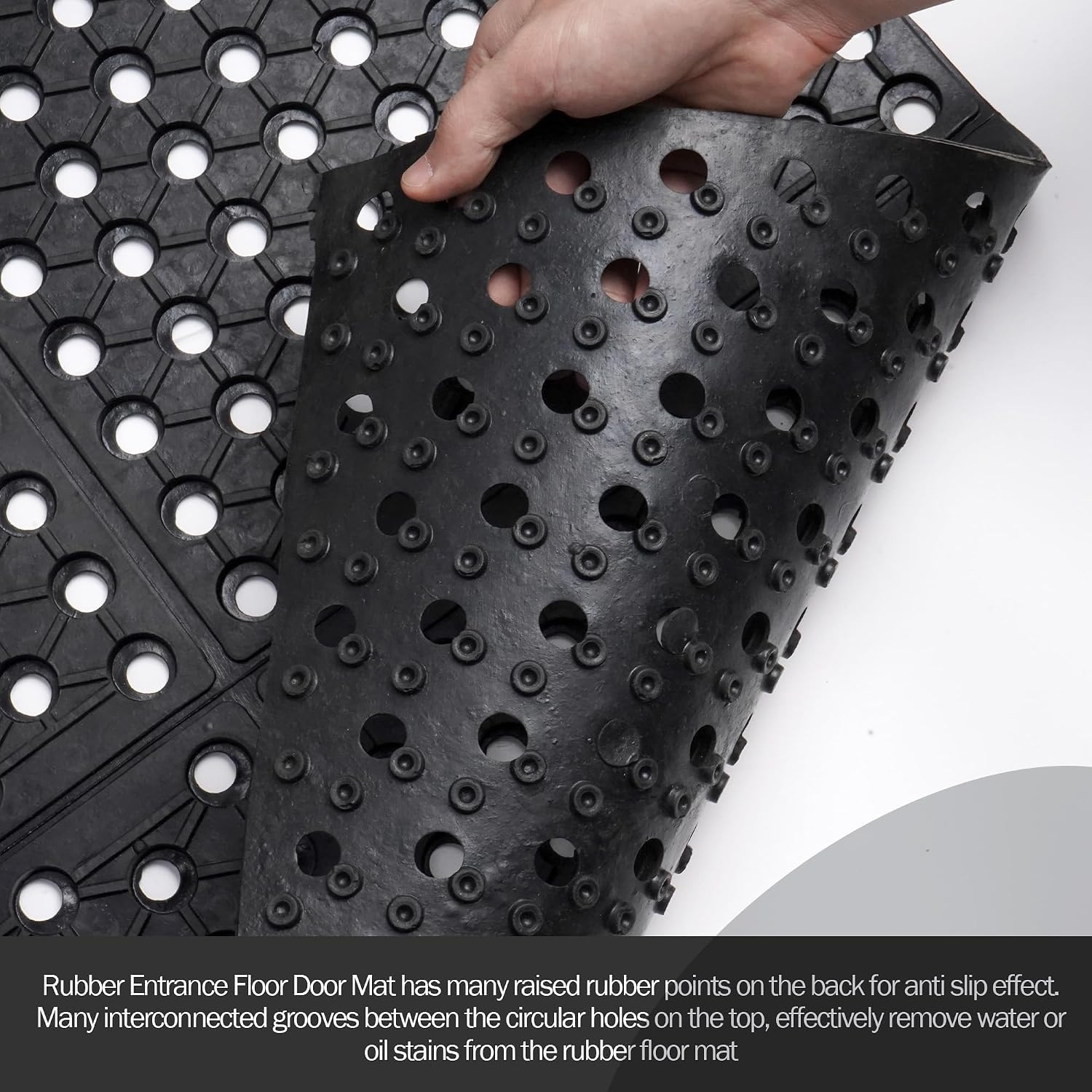 uyoyous Rubber Flooring Mat with Drainage Holes 82.67"x35.43" Resistant Anti-Fatigue Commercial Kitchen Mats with Non-Slip Backing Heavy Duty Rubber