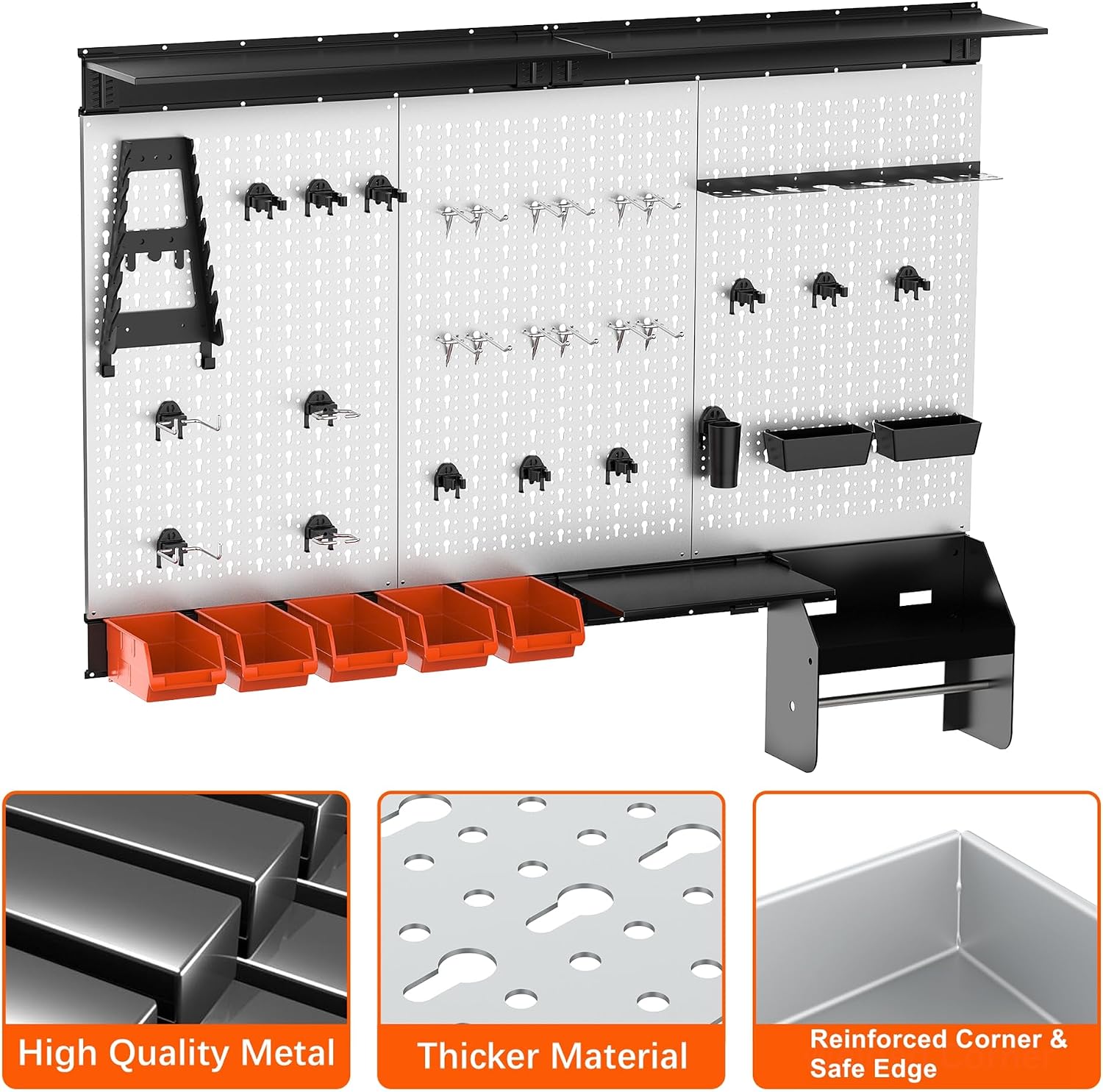 TORACK Pegboard Wall Organizer Kit 48x24 in, Garage Metal Tool Pegboard