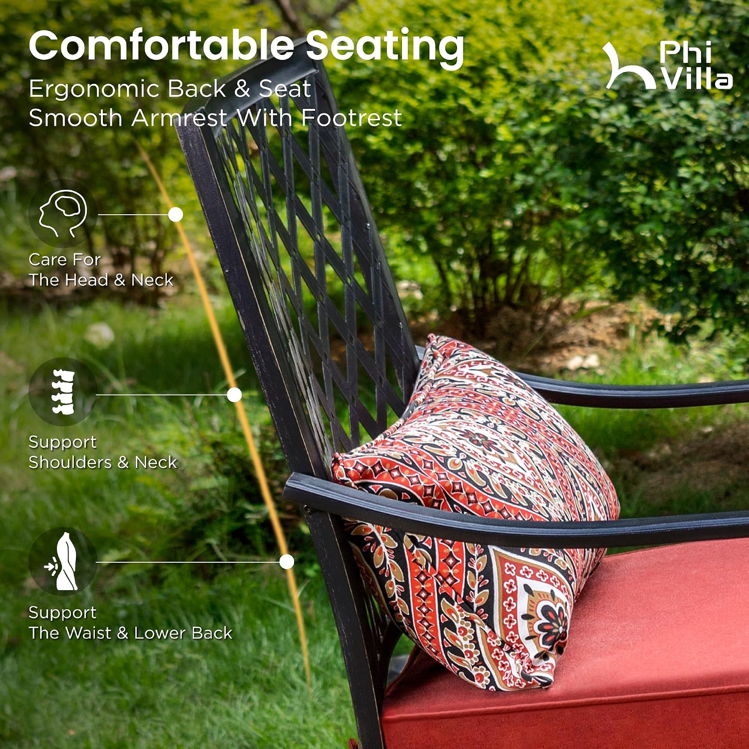 PHI VILLA Outdoor Bar Set 3 PCS Patio Bistro Table & Swivel Stools