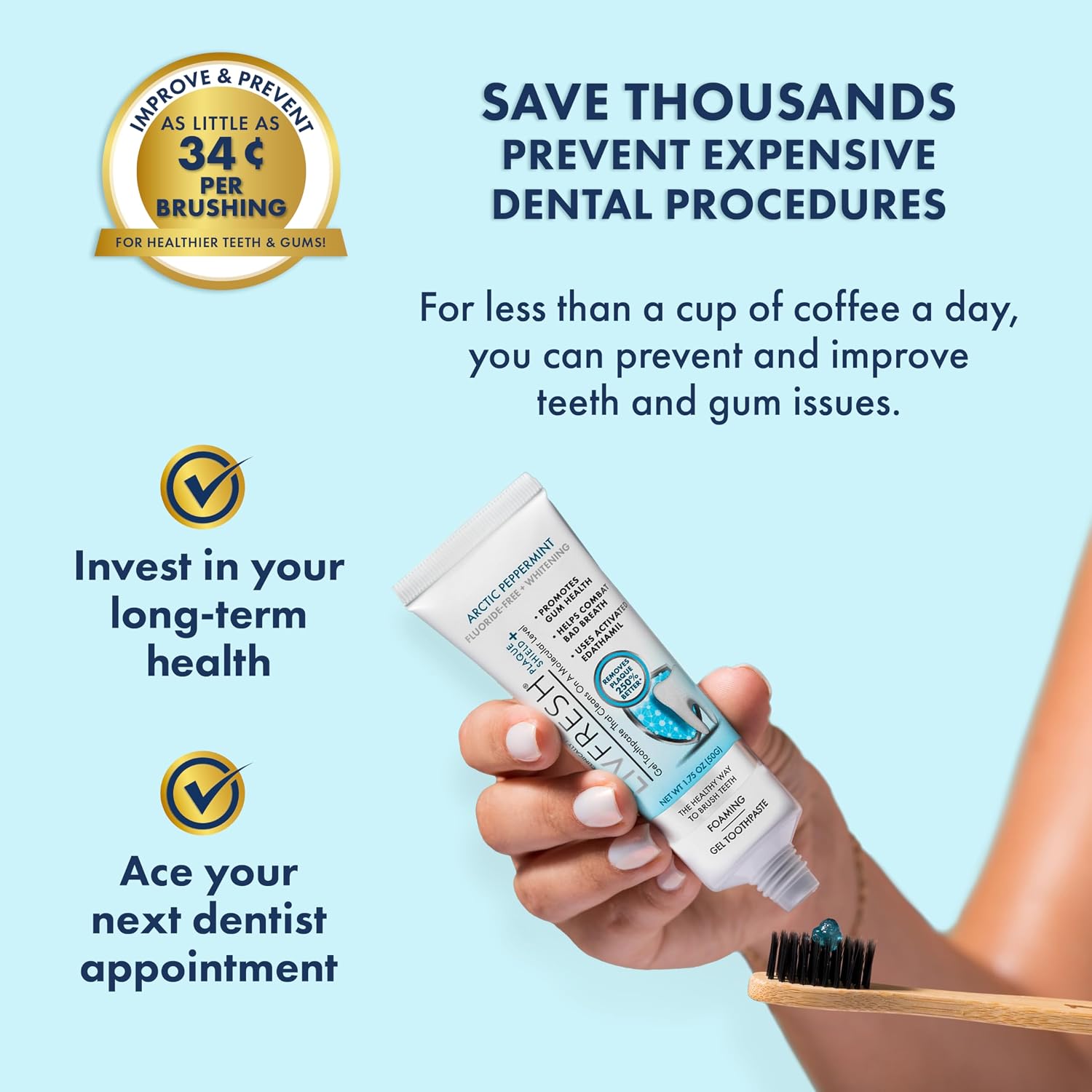 LIVFRESH Toothpaste Gel, Clinically Proven to Remove Plaque 250% Better, Improves Gum Health 190% Better, Prevents & Reduces Tartar, Freshens Breath, SLS Free Dental Gel, Wintergreen