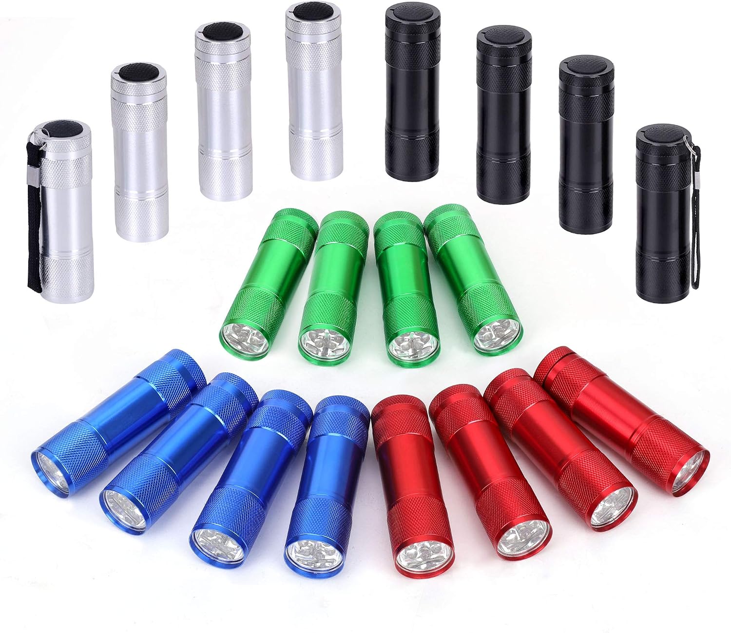 FASTPRO 20-Pack Aluminum 6-LED Flashlights Set with AAA Batteries Included | Mini Flashlights with Lanyard, Flashlights Bulk, Holiday Gifts