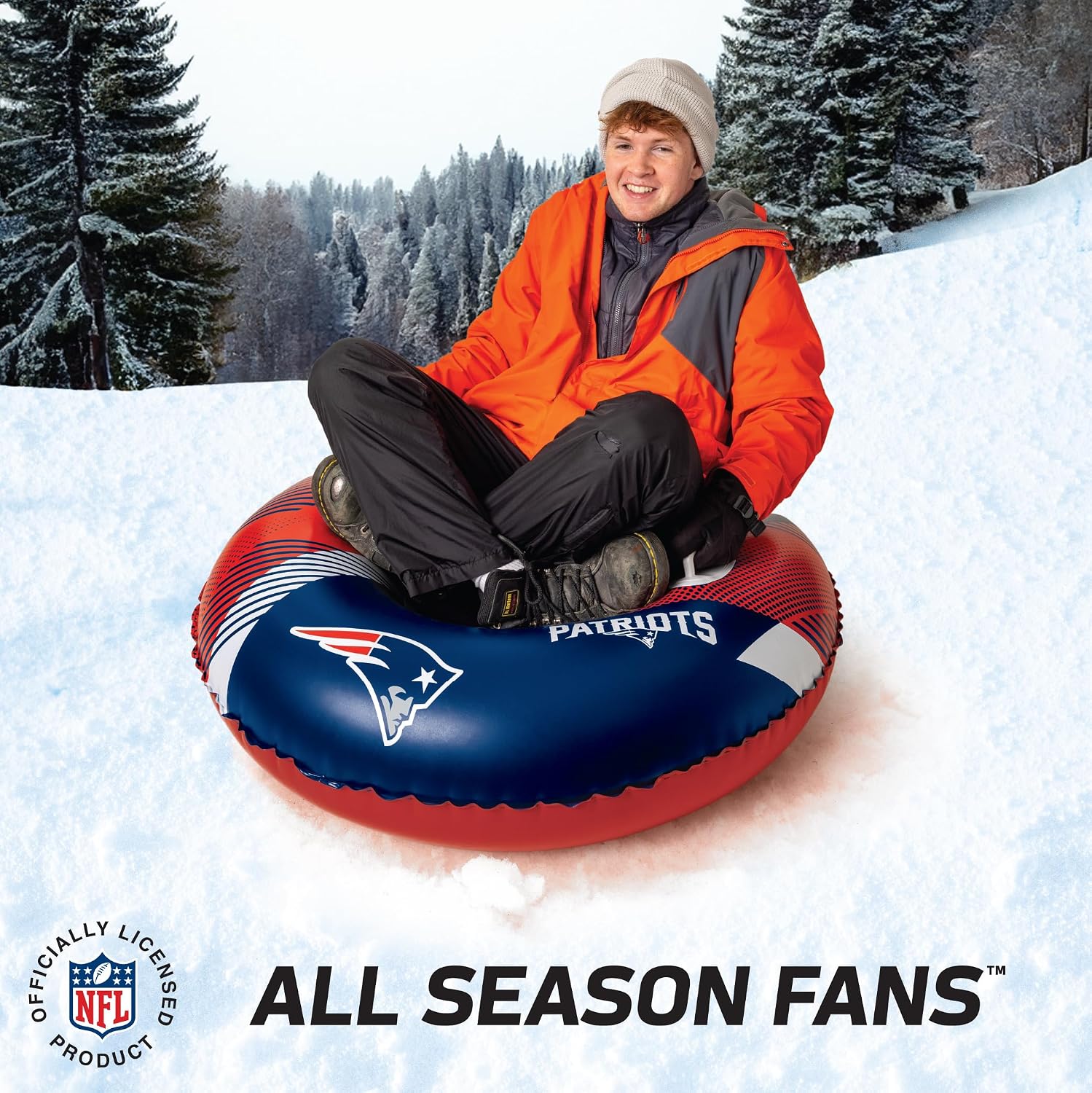 Big Mouth Inc NFL Snow Tube, Heavy Duty Inflatable Snow Sled for Winter Tubing, Ride-On Snow Tube with Handles for Kids and Adults, Outdoor Winter Fun and Football Fan Gifts