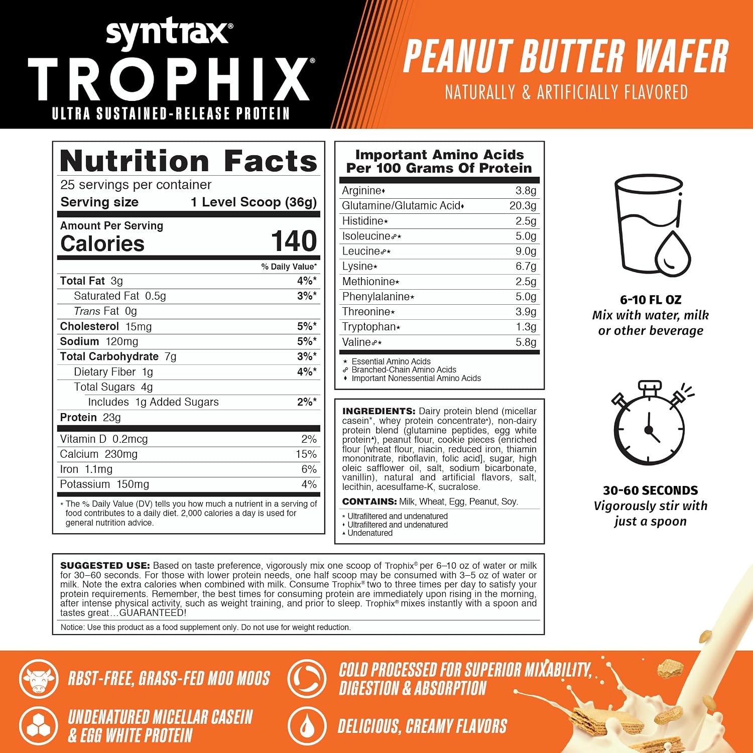 Syntrax Nutrition Trophix, Ultra Sustained-Release Protein Powder Blend, Chocolate Supreme, 5 lbs.