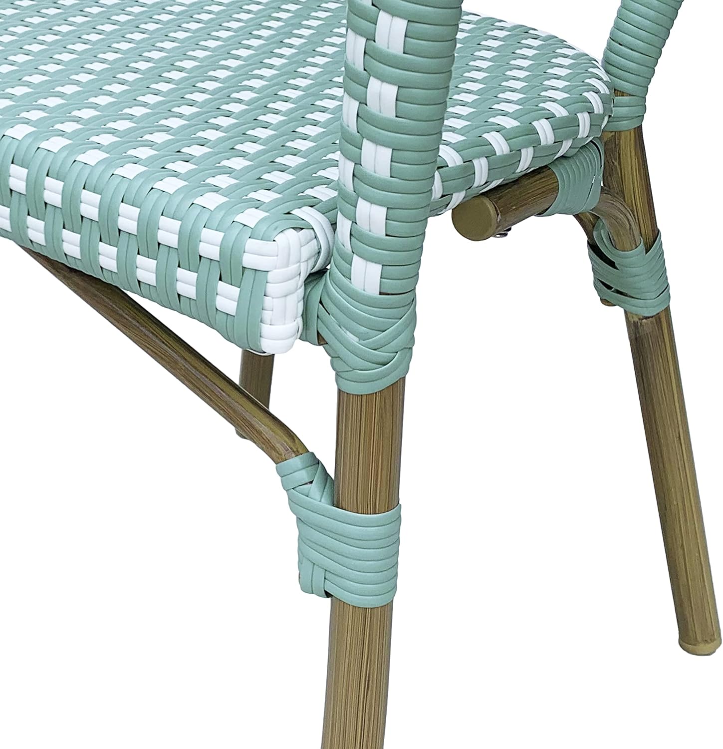 Christopher Knight Home Anastasia Outdoor French Bistro Chair (Set of 2), Black + White + Bamboo Print Finish