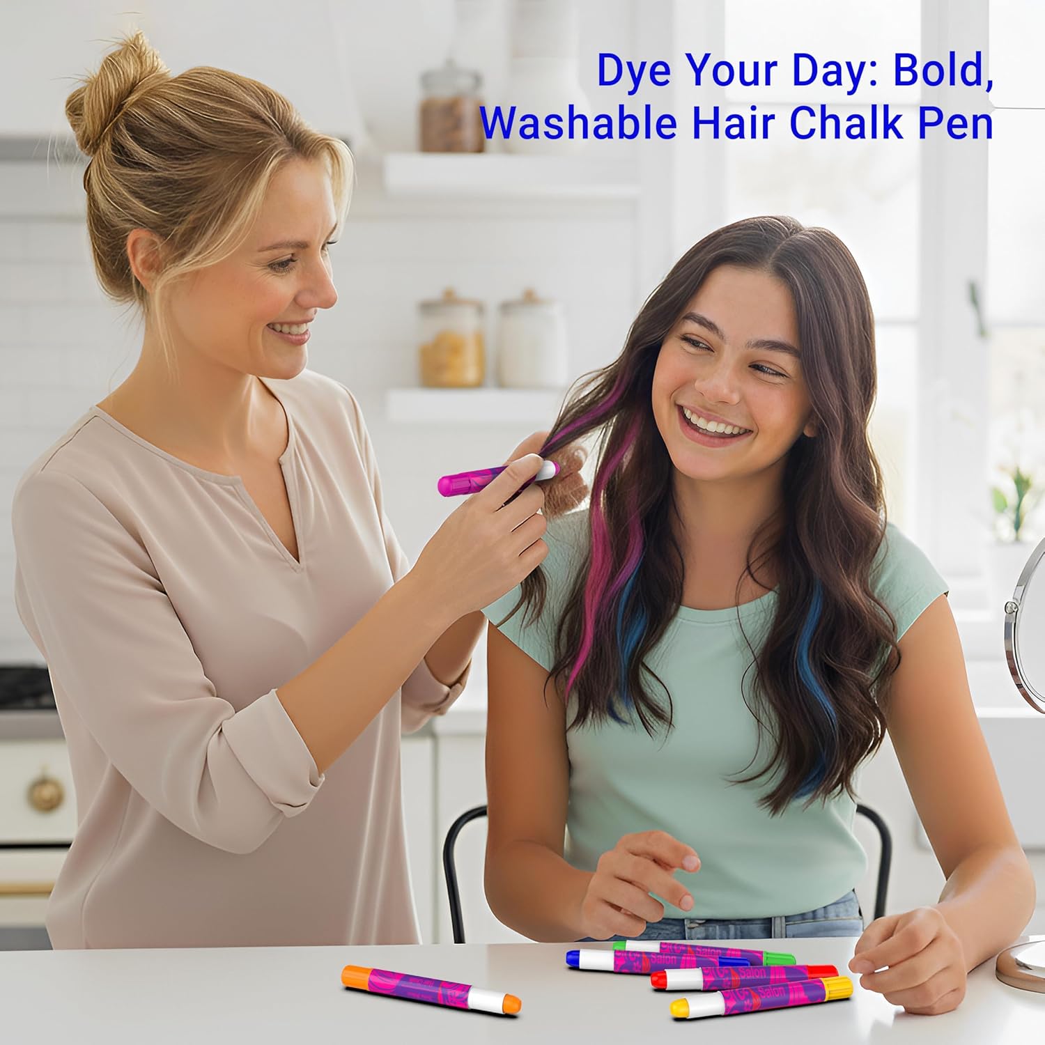 Desire Deluxe Girls Gifts Hair Chalk - 10 Temporary Washable Color Pens for Kids, Teenage, Make Up & Dress Up Colourful Styles Set Toy for Christmas