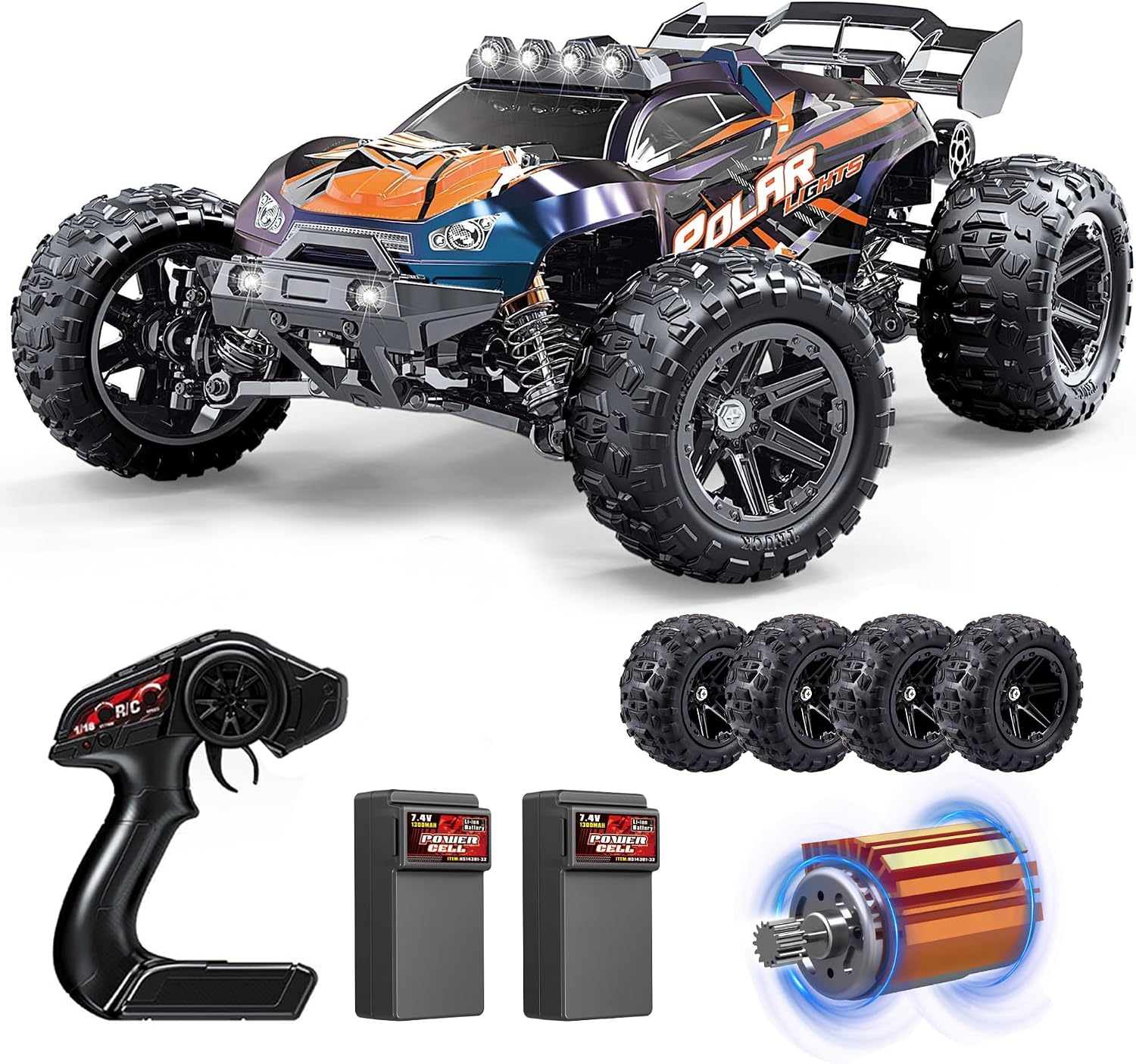 V3 1/14 Fast RC Cars for Adults, 4x4 Offroad Waterproof Monster Truck | 40+ mph High Speed Remote Control Drift Buggy Car , Electric Powered All Terrain Truggy with 2S Battery for Snow Sand