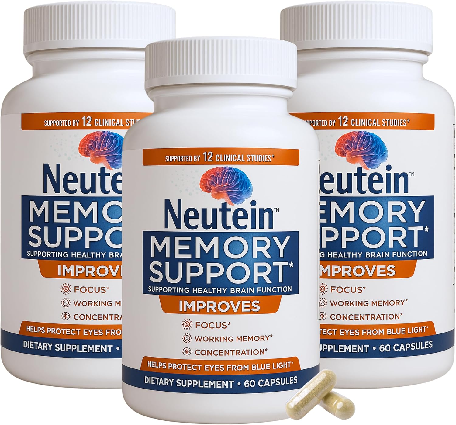 Brain Supplements for Memory and Focus (60 Capsules) | Brain Health Supplements for Adults & Seniors - Plant-Based Brain Booster for Mental Clarity & Brain Fog, Made in USA