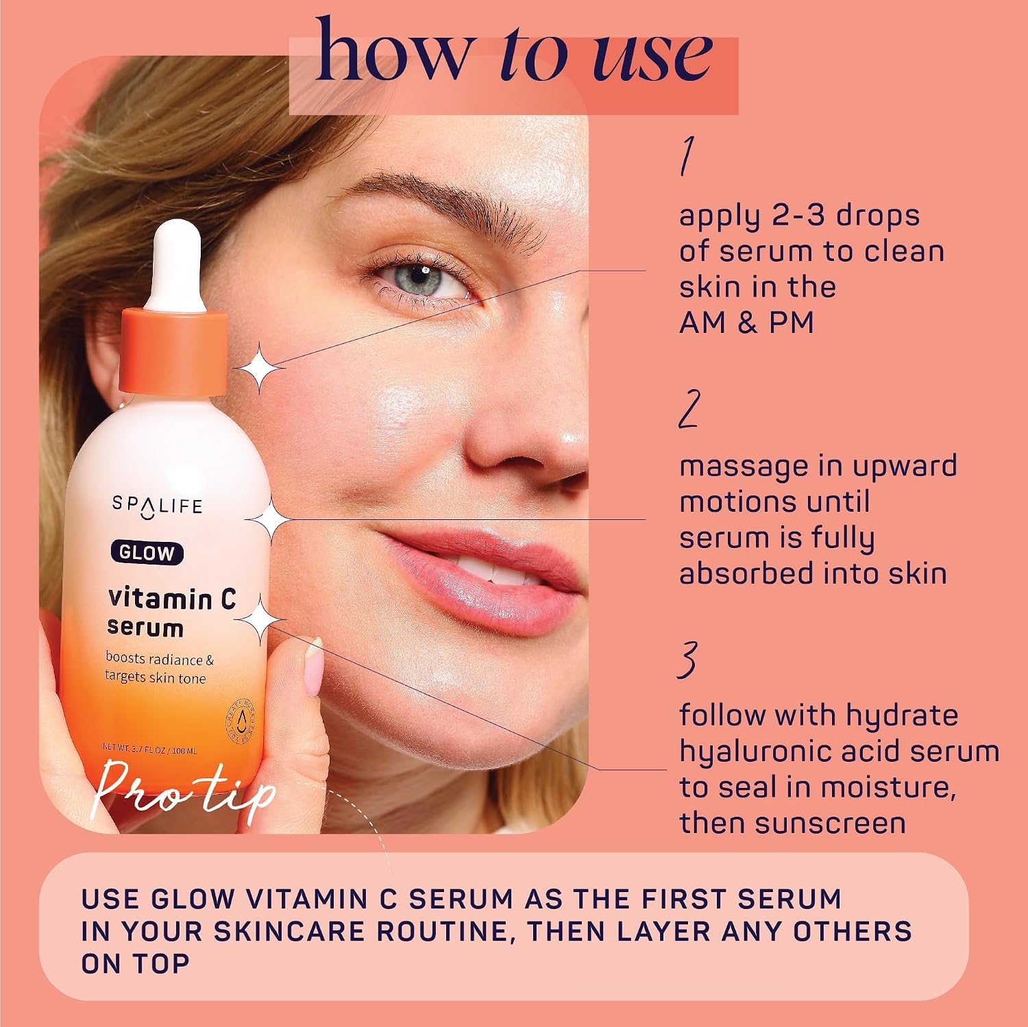 SpaLife Beauty Pearl Hyaluronic Acid Serum & 24k Gold Anti Aging Serum | AM/PM Facial Routine Duo | Deep Collagen Hydrating Treatment | Firming