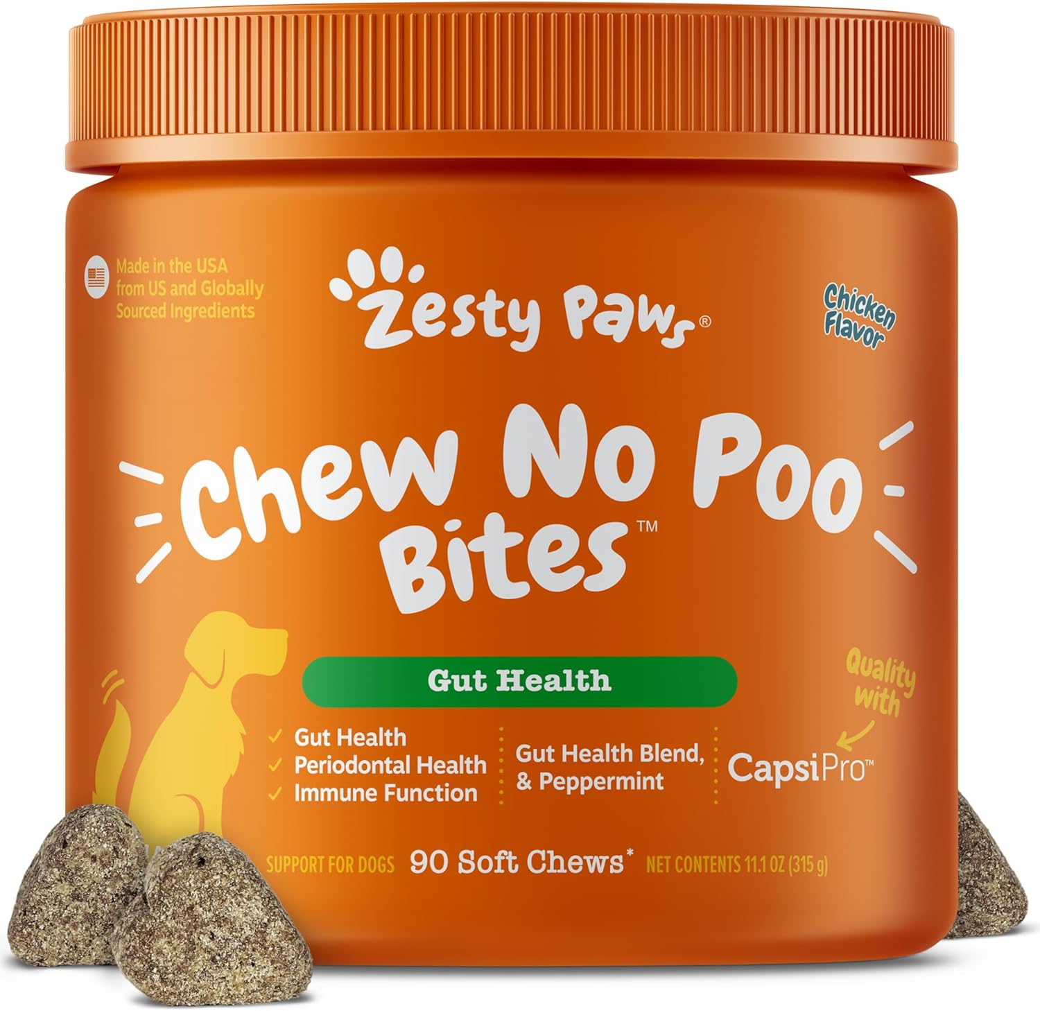 Zesty Paws Chew No Poo Bites for Dogs - Coprophagia Relief - Stool Eating Deterrent Soft Chews for Dogs - Gut