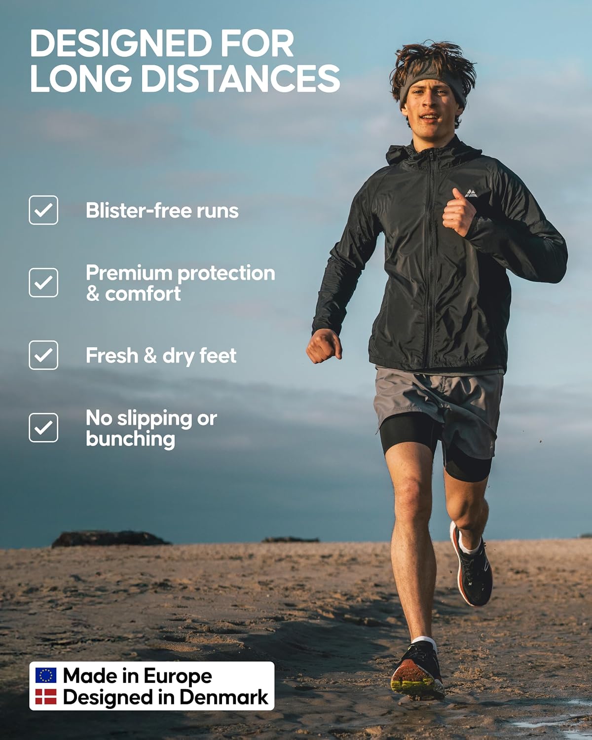 DANISH ENDURANCE Running Socks, Low-Cut, Anti Blister, 3 & 5-Pack