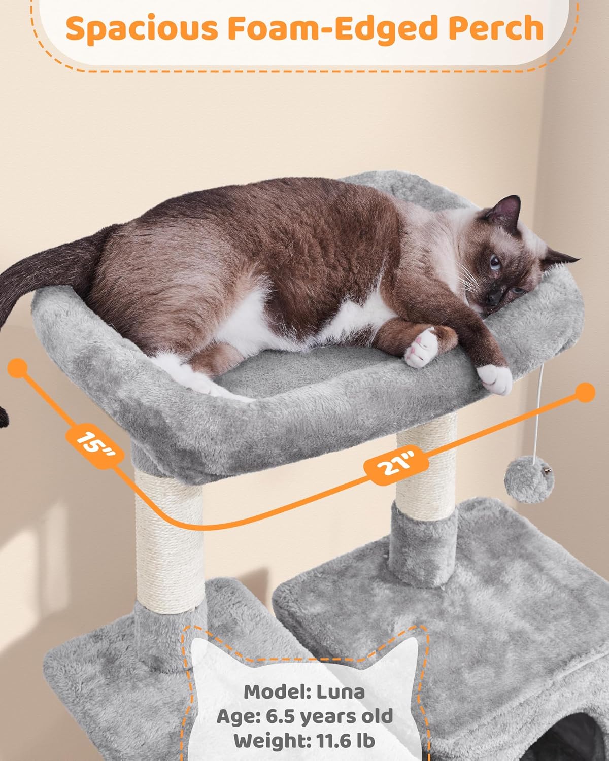 Yaheetech 63in Sturdy Large Cat Tree for Indoor Heavy Cats, Tall Tower