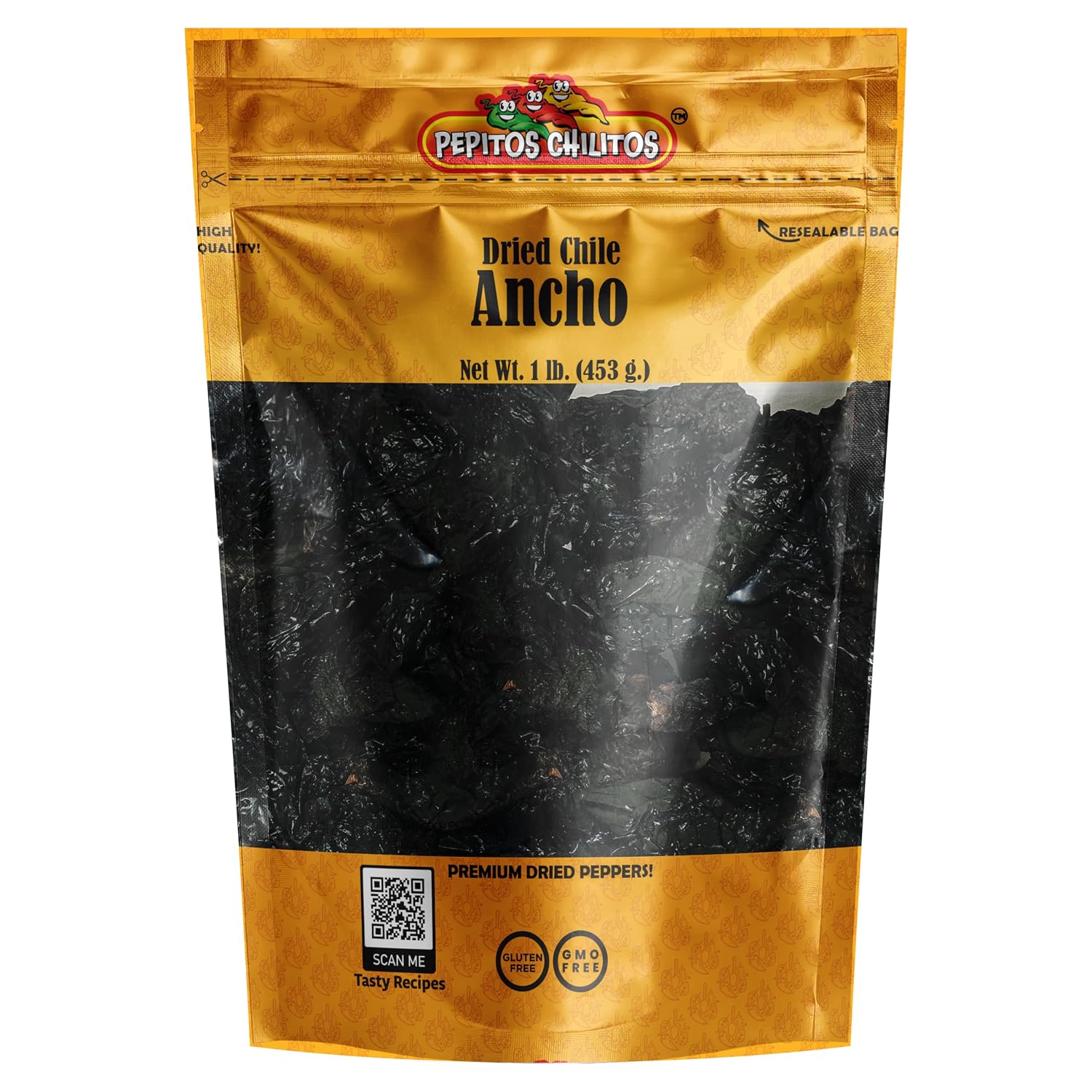 PEPITOS CHILITOS/Chile Ancho 16 oz. Resealable Bag - Natural and Premium - Great For Mexican Recipes Like Salsa, Tamales, and Stews.