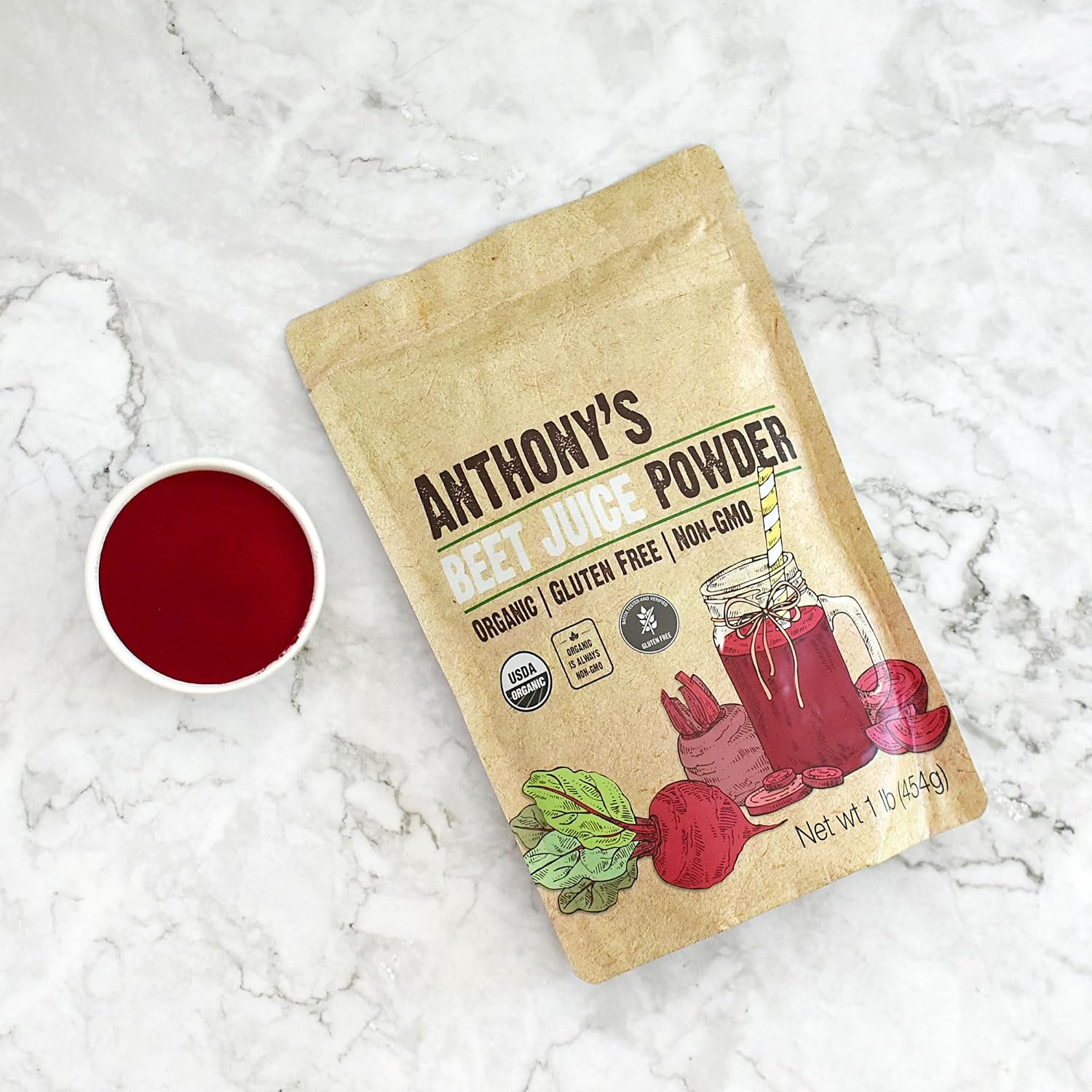 Anthony's Organic Beet Root Juice Powder, 1 lb, Gluten Free, Non GMO, Vegan Friendly